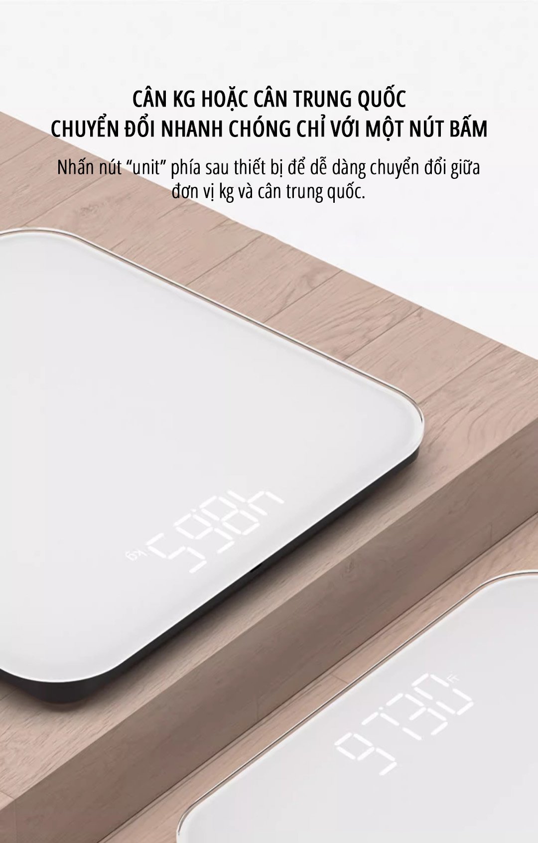 Cân điện tử sức khỏe miLife S20 chuyển đổi đơn vị nhanh chóng
