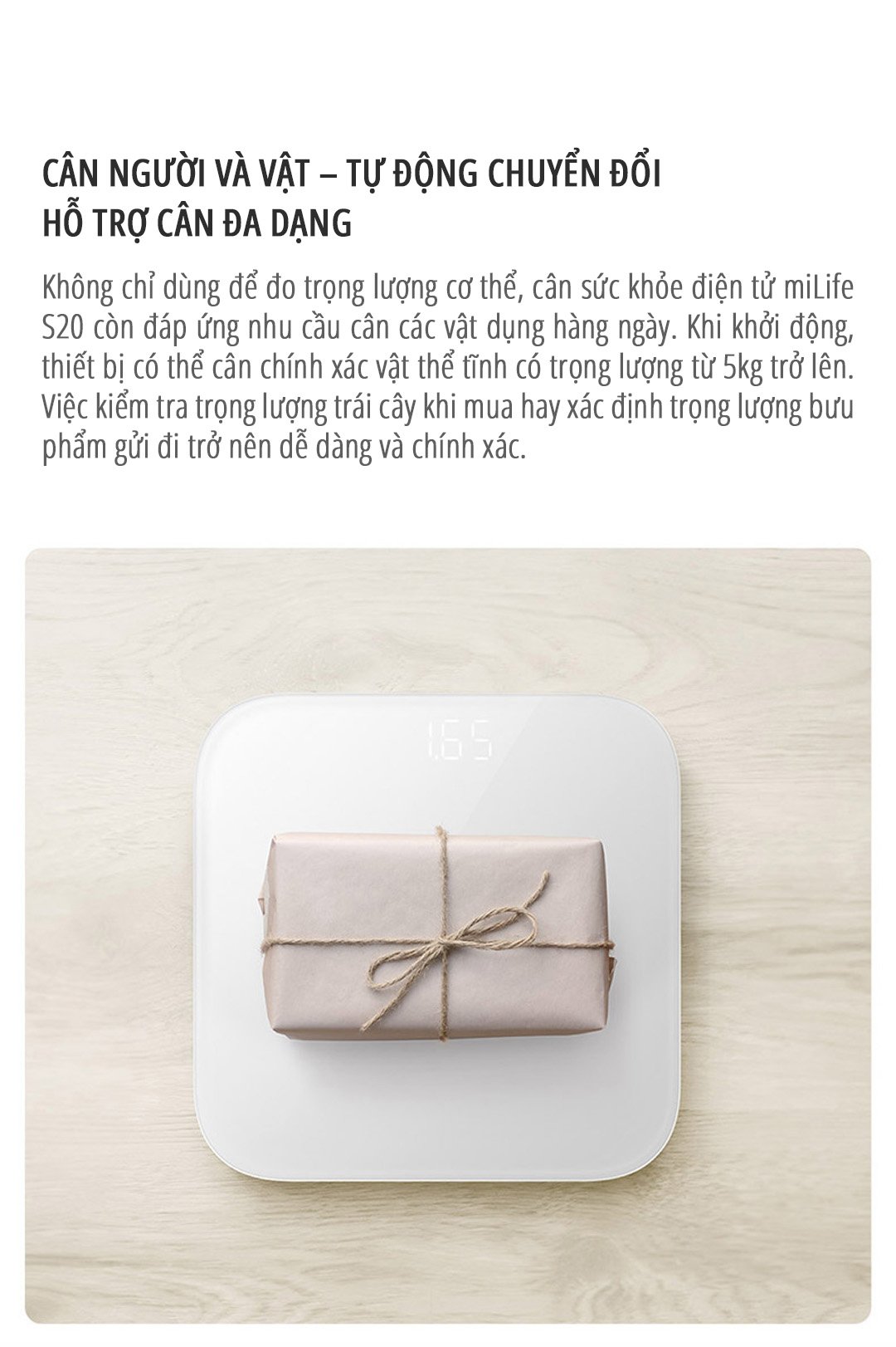 Cân điện tử sức khỏe miLife S20 chế độ cân đa dạng