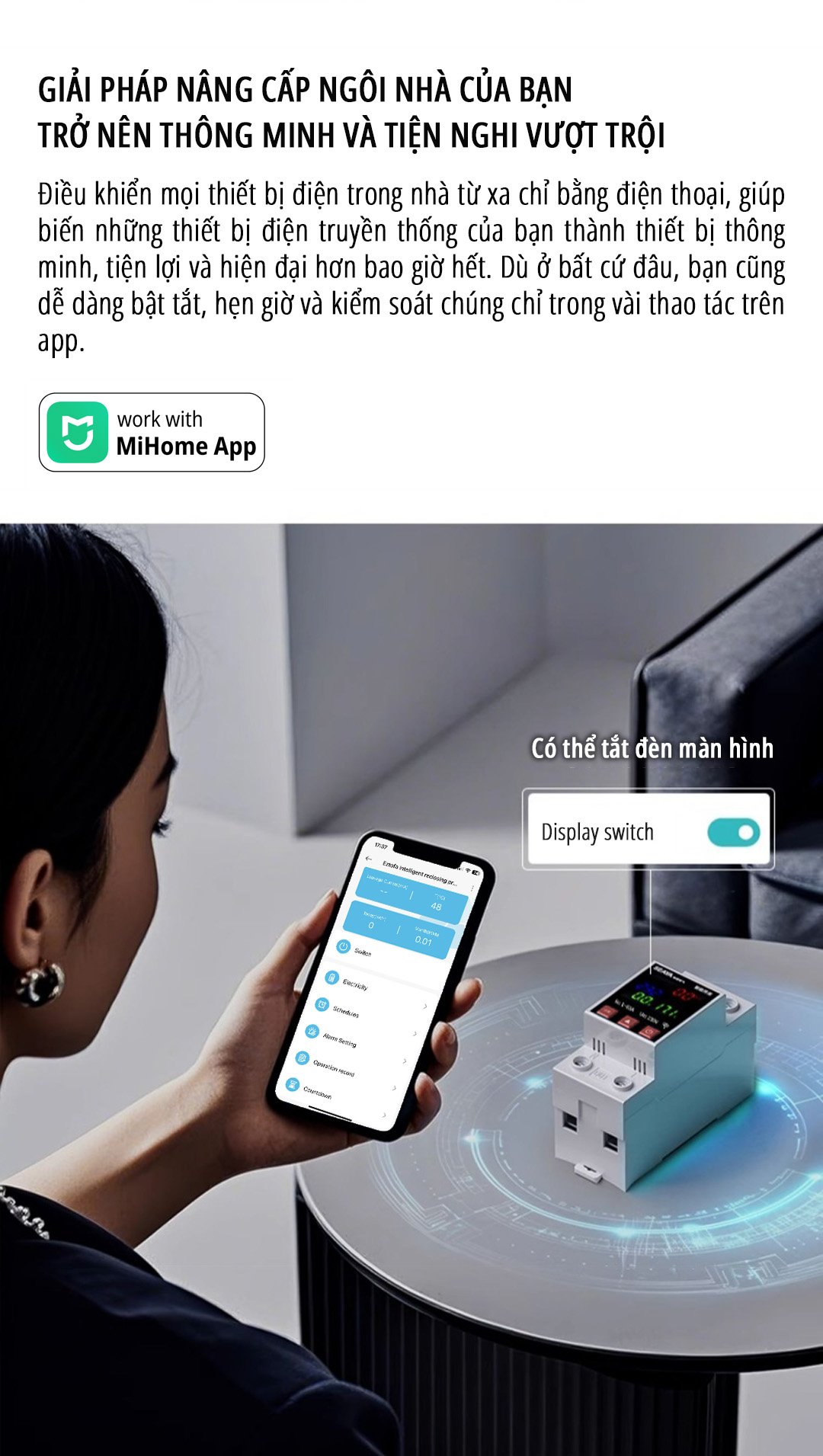 Công tơ điện thông minh wifi miLife 63A điều khiển qua app