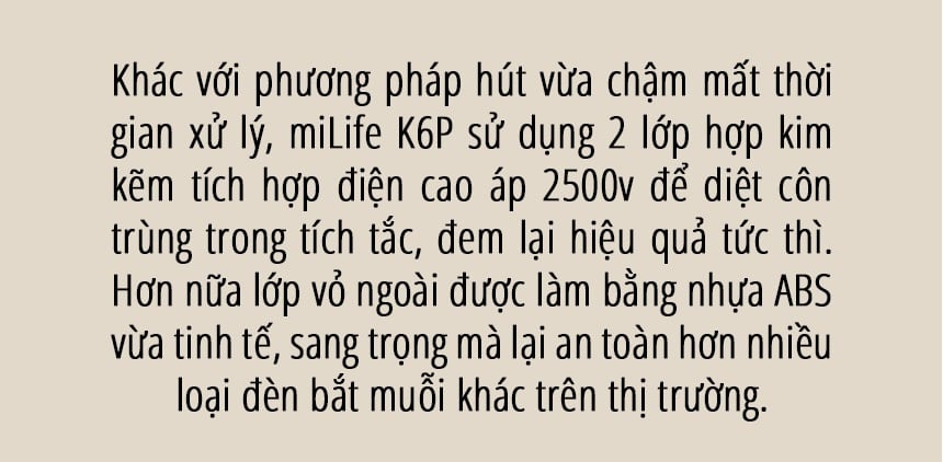 Đèn bắt muỗi côn trùng miLife K6P hợp kim kẽm 2 lớp