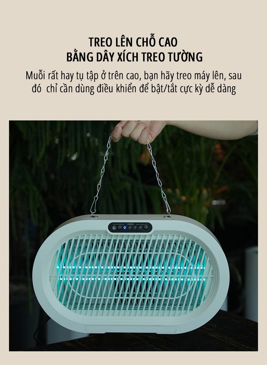 Đèn bắt muỗi côn trùng miLife K6P dây treo tường