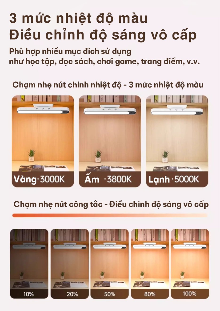 Đèn chống cận gắn bàn thông minh miLife X9 3 mức nhiệt màu