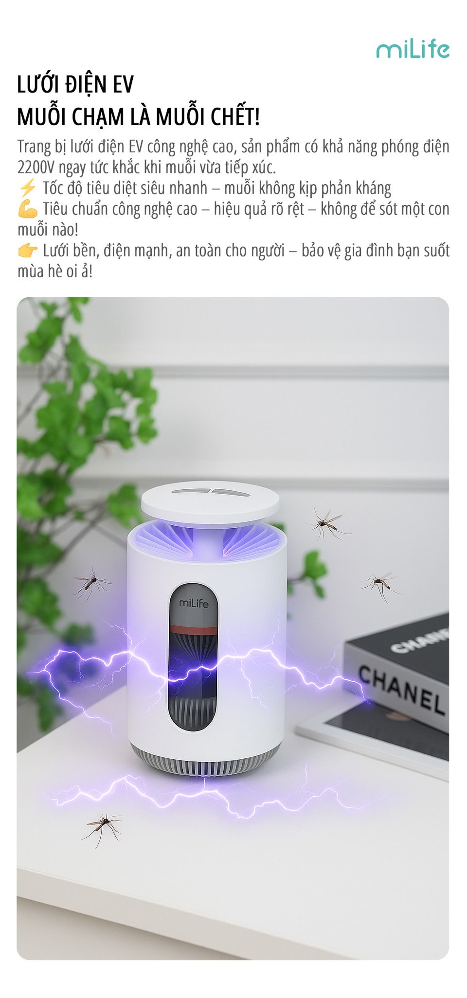 Máy bắt muỗi thông minh miLife K5P 2 trong 1 - Chính hãng