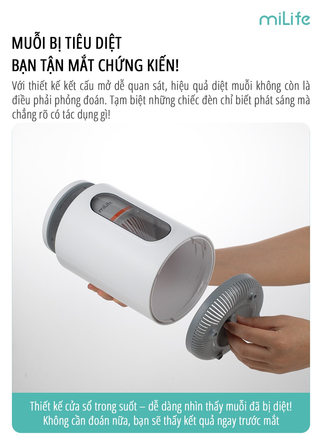 Máy bắt muỗi thông minh miLife K5P thiết kế mở