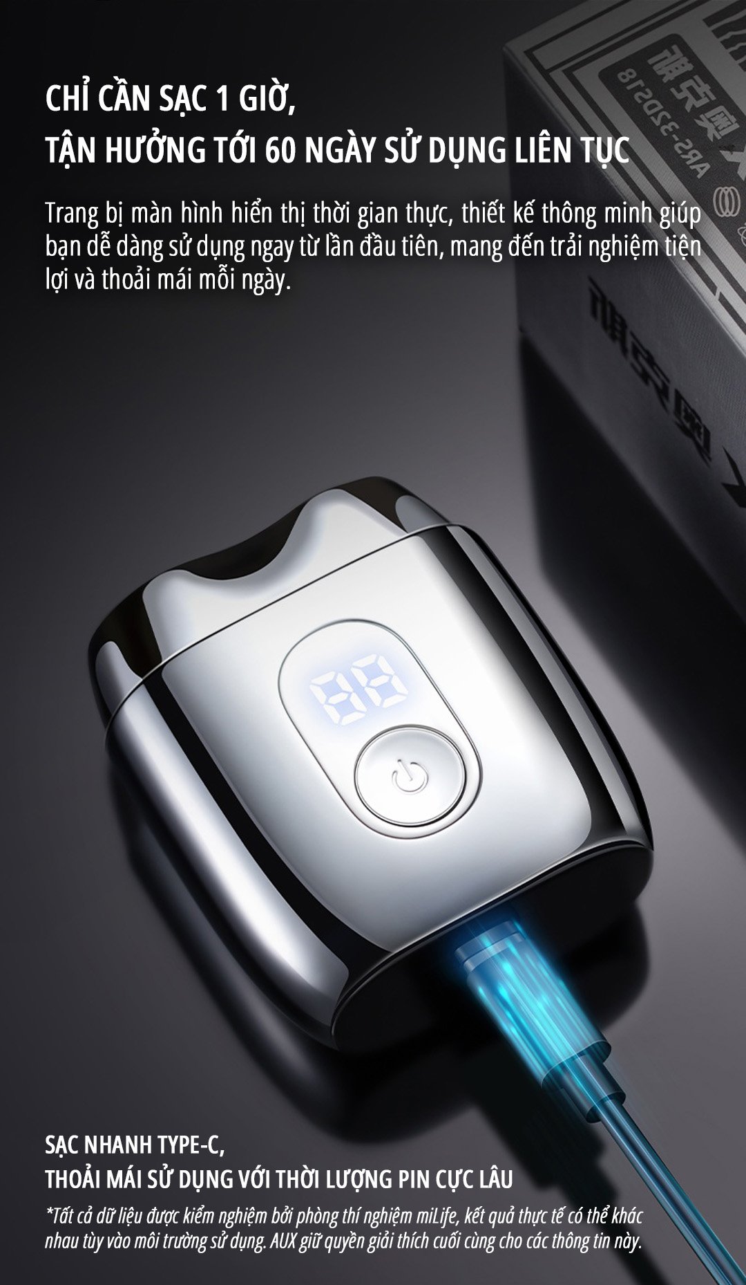 Máy cạo râu mini miLife S60P chỉ cần sạc 1 giờ