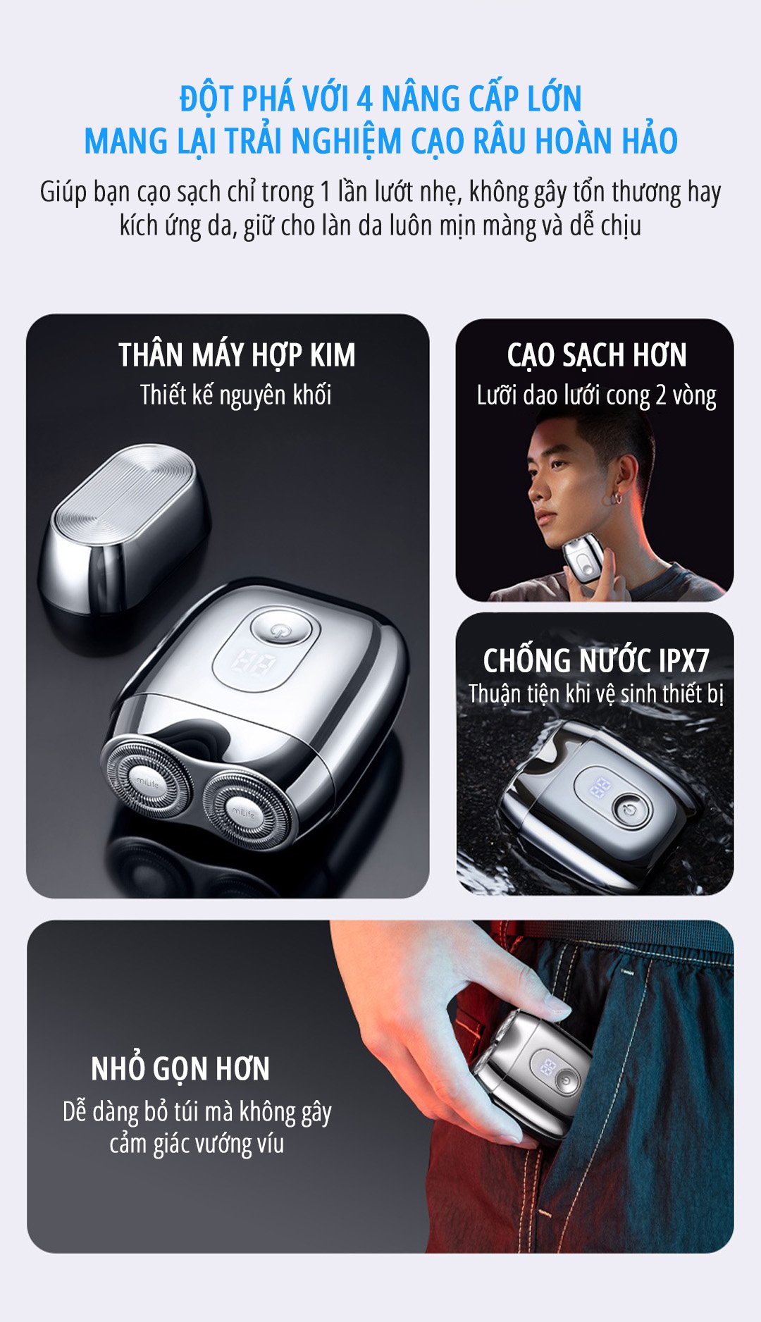 Máy cạo râu mini miLife S60P ưu điểm nổi bật