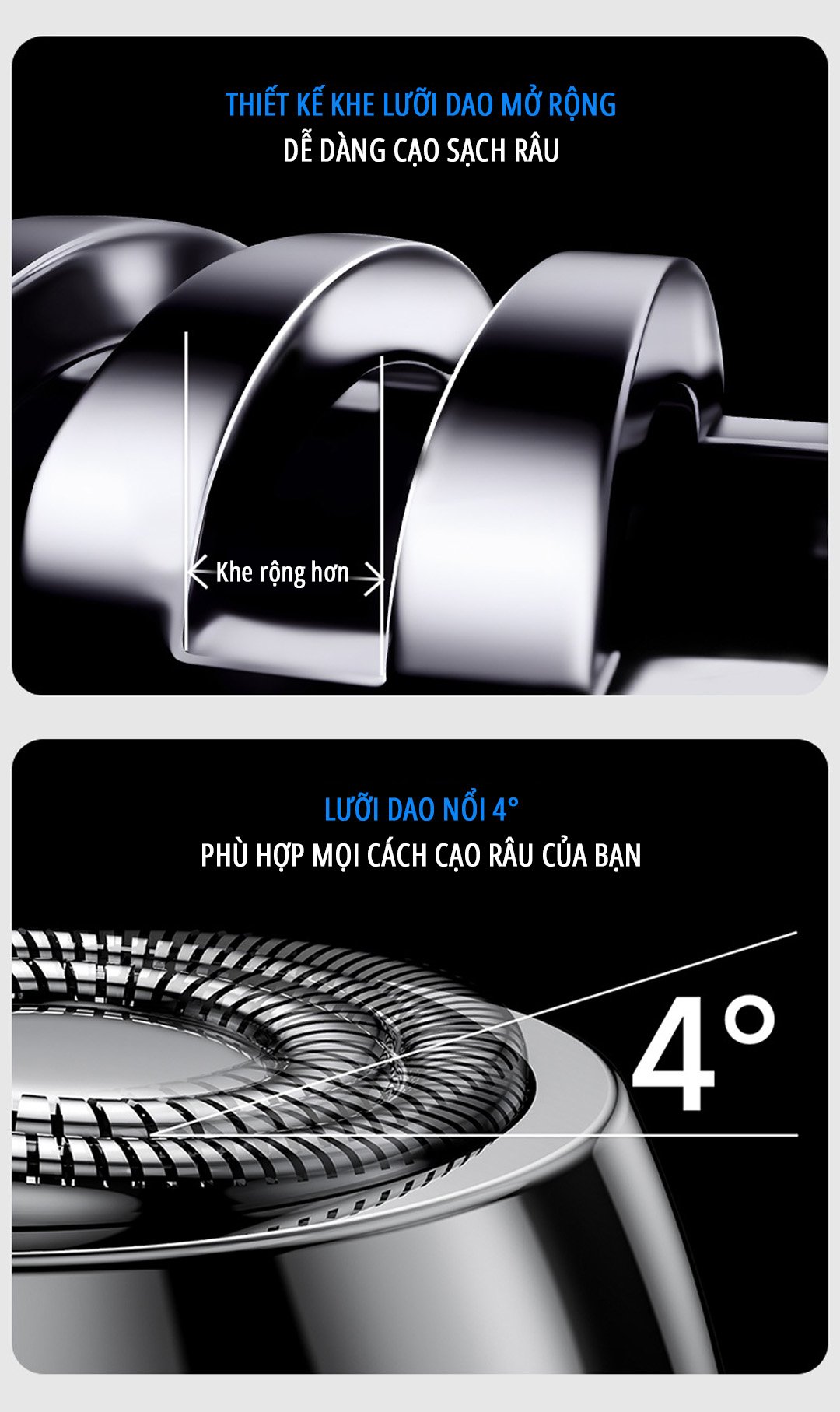 Máy cạo râu mini miLife S60P thiết kế lưỡi dao