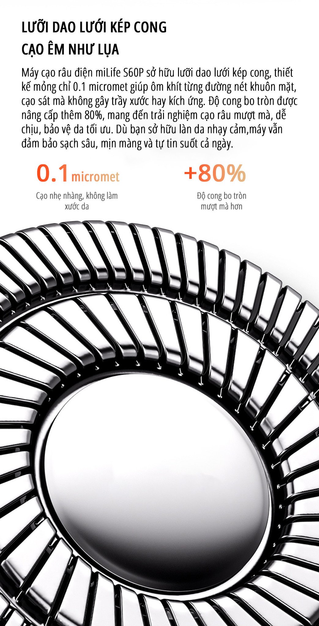Máy cạo râu mini miLife S60P lưỡi dao sắc bén