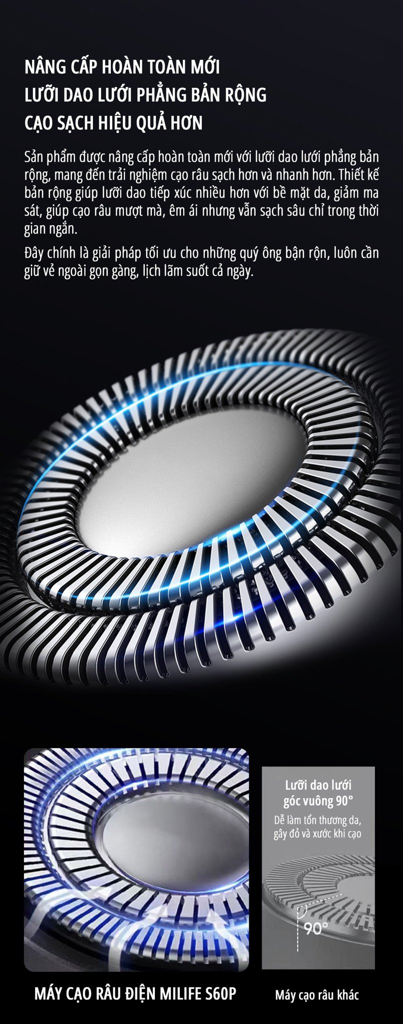Máy cạo râu mini miLife S60P nâng cấp lưỡi dao