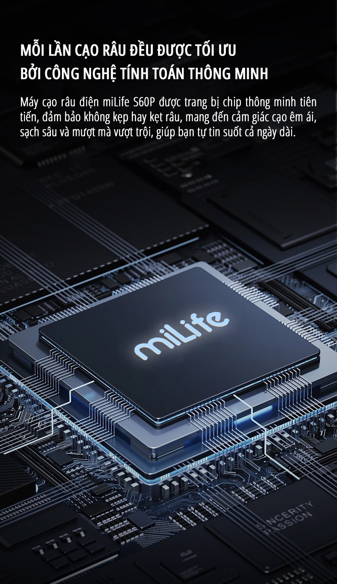 Máy cạo râu mini miLife S60P chip thông minh