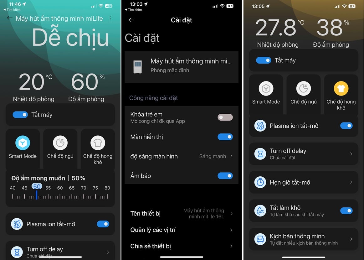 Máy hút ẩm Xiaomi miLife 16L điều khiển qua app