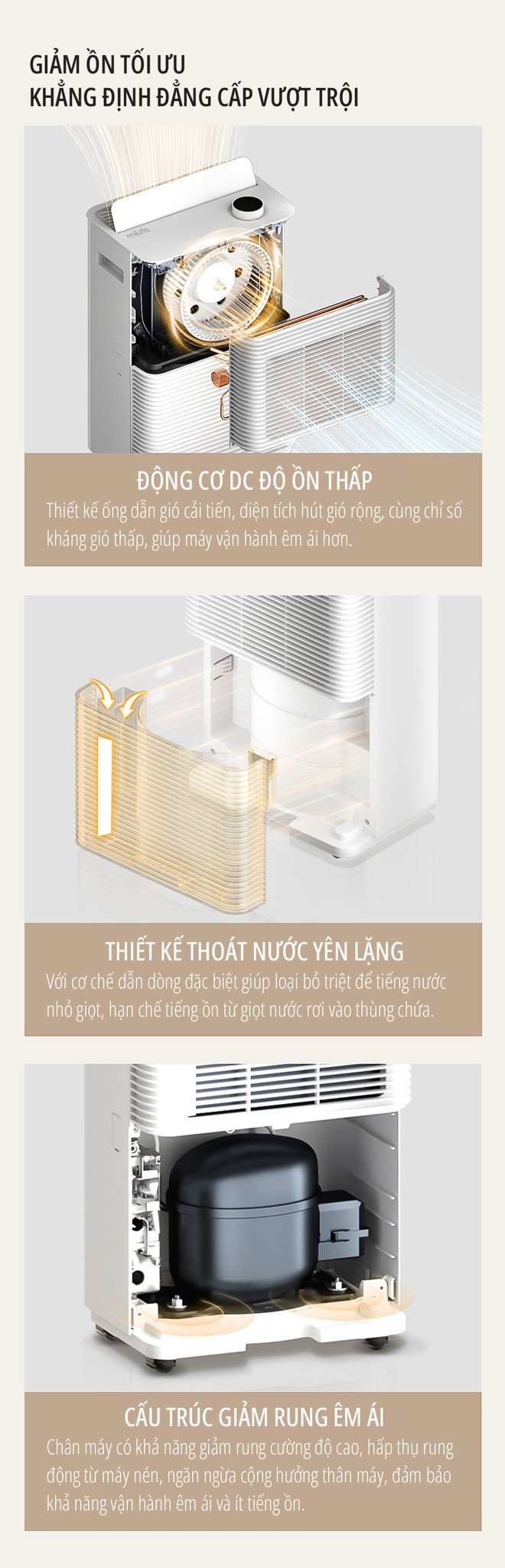 Máy hút ẩm Xiaomi miLife 16L vận hành yên tĩnh