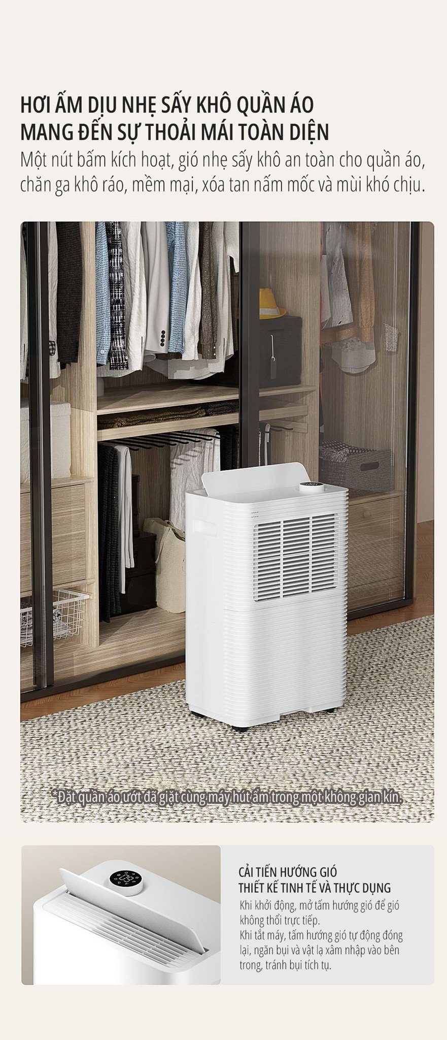 Máy hút ẩm Xiaomi miLife 16L sấy khô dịu nhẹ