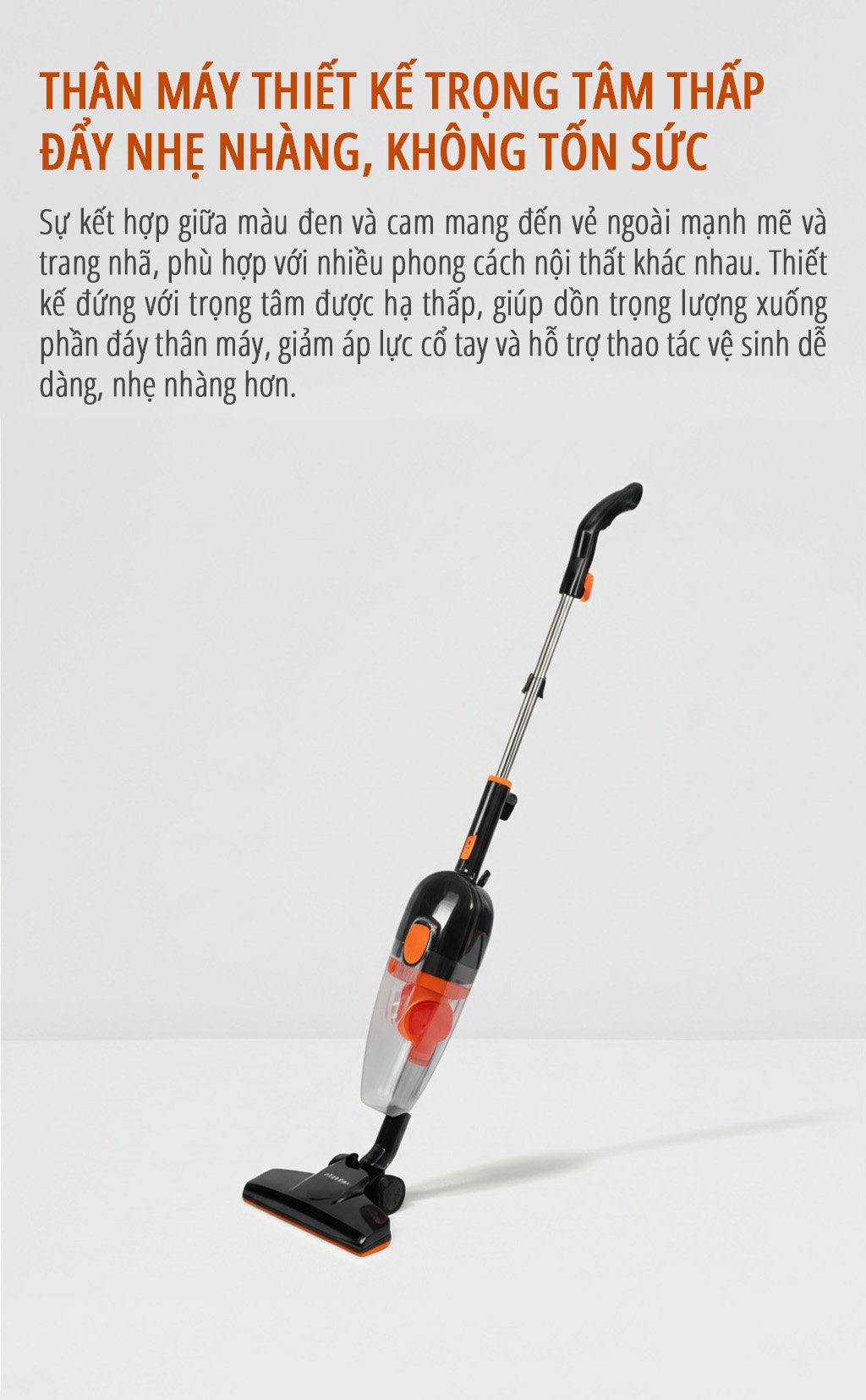 Máy hút bụi cầm tay miLife DX18 di chuyển nhẹ nhàng