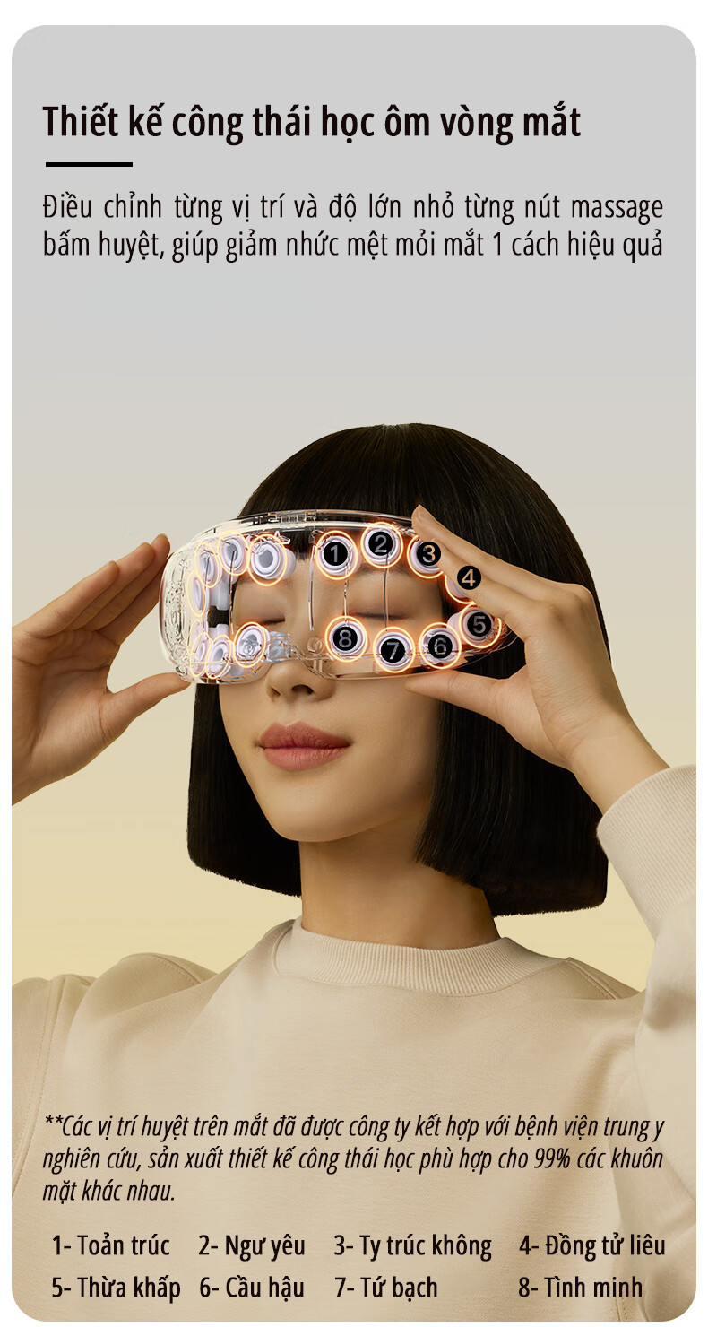 Máy massage mắt bấm huyệt miLife E4 Pro thiết kế công thái học