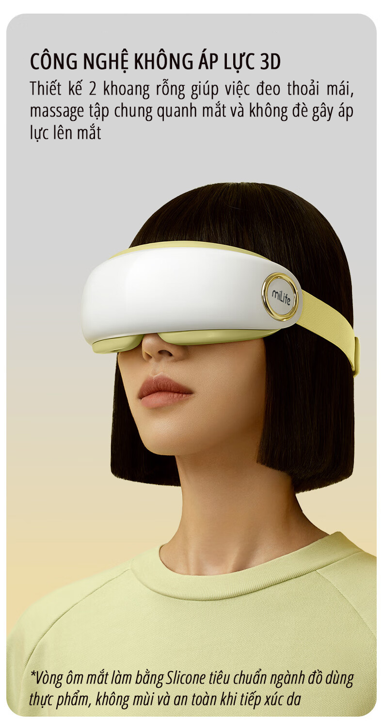 Máy massage mắt bấm huyệt miLife E4 Pro công nghệ không áp lực 3D