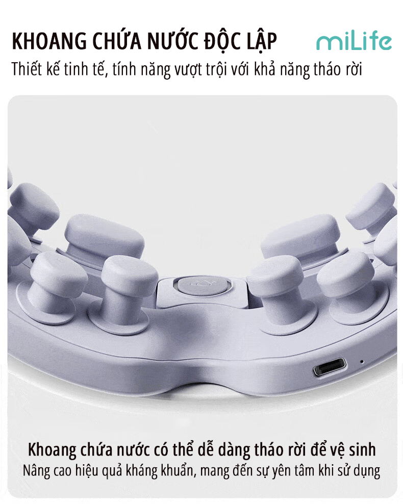 Máy massage mắt bấm huyệt miLife E4 Pro khoang chứa nước độc lập
