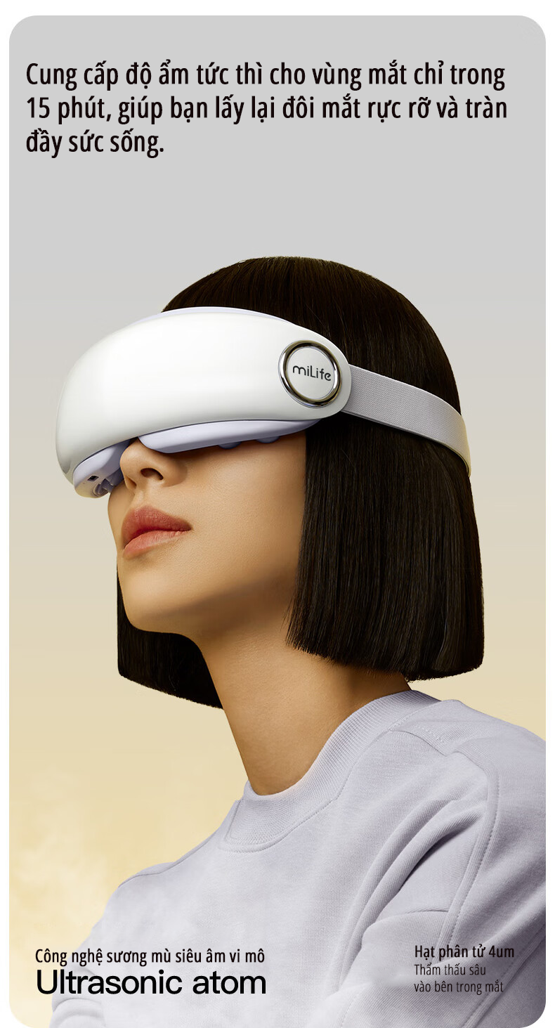 Máy massage mắt bấm huyệt miLife E4 Pro cung cấp độ ẩm tức thì