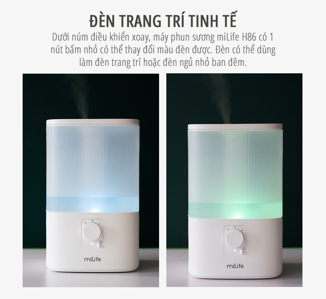 Máy phun sương tạo ẩm miLife H86 đèn trang trí