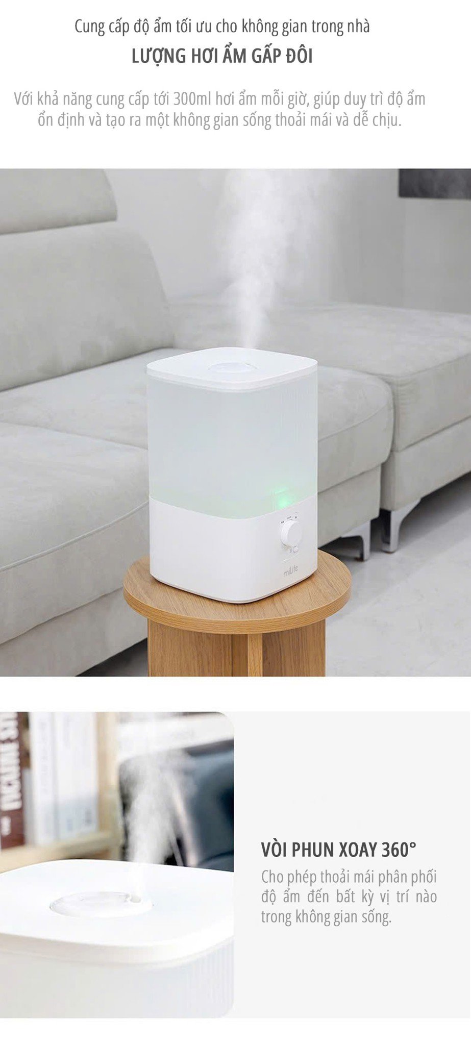 Máy phun sương tạo ẩm miLife H86 cấp ẩm tối ưu