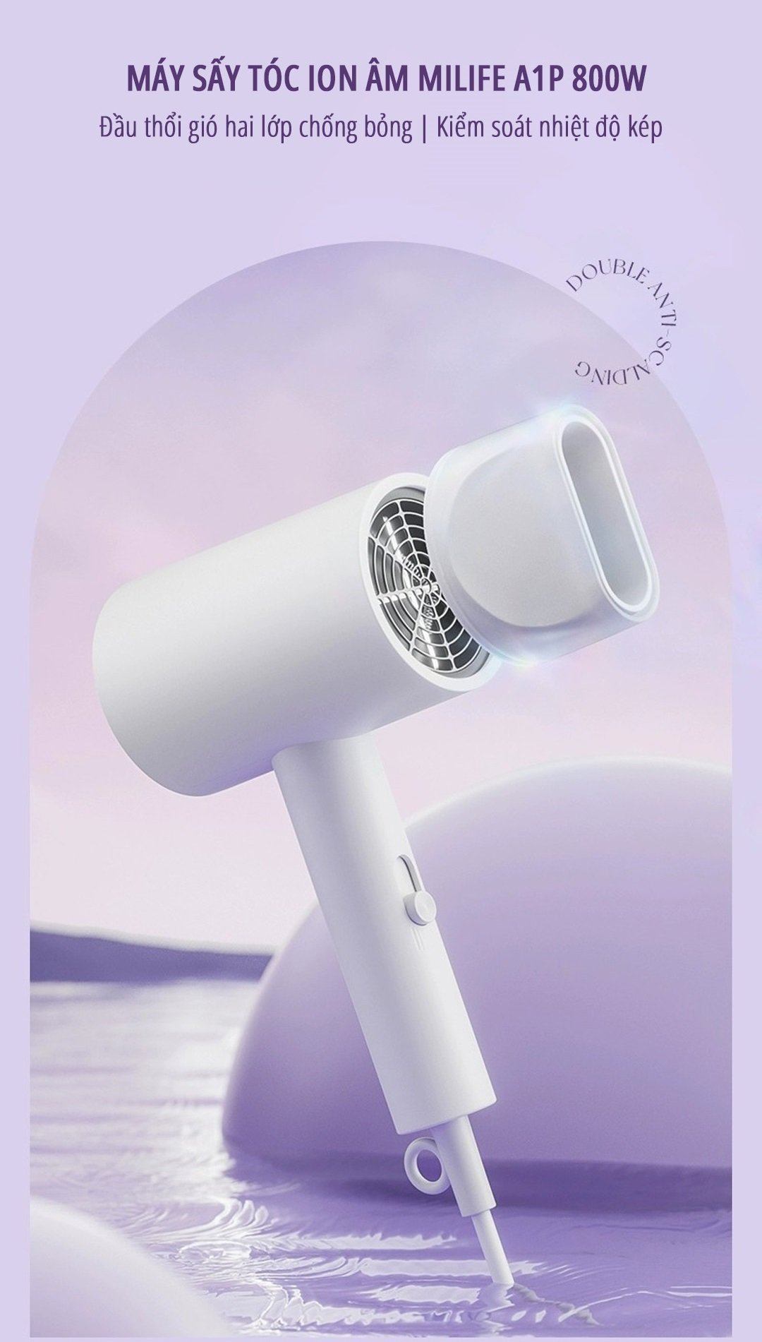 Máy sấy tóc ion âm miLife A1P