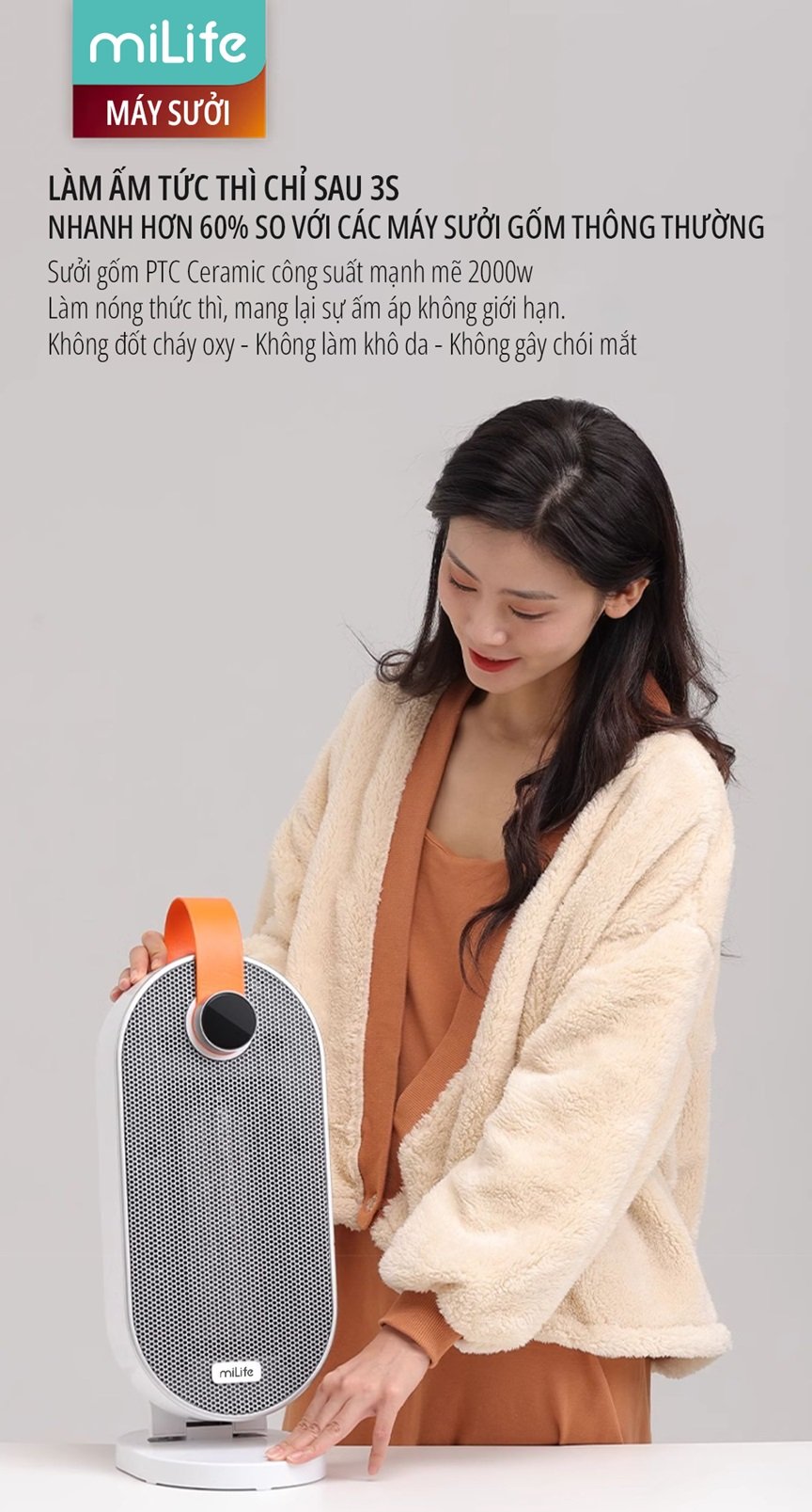 Máy sưởi gốm ceramic miLife