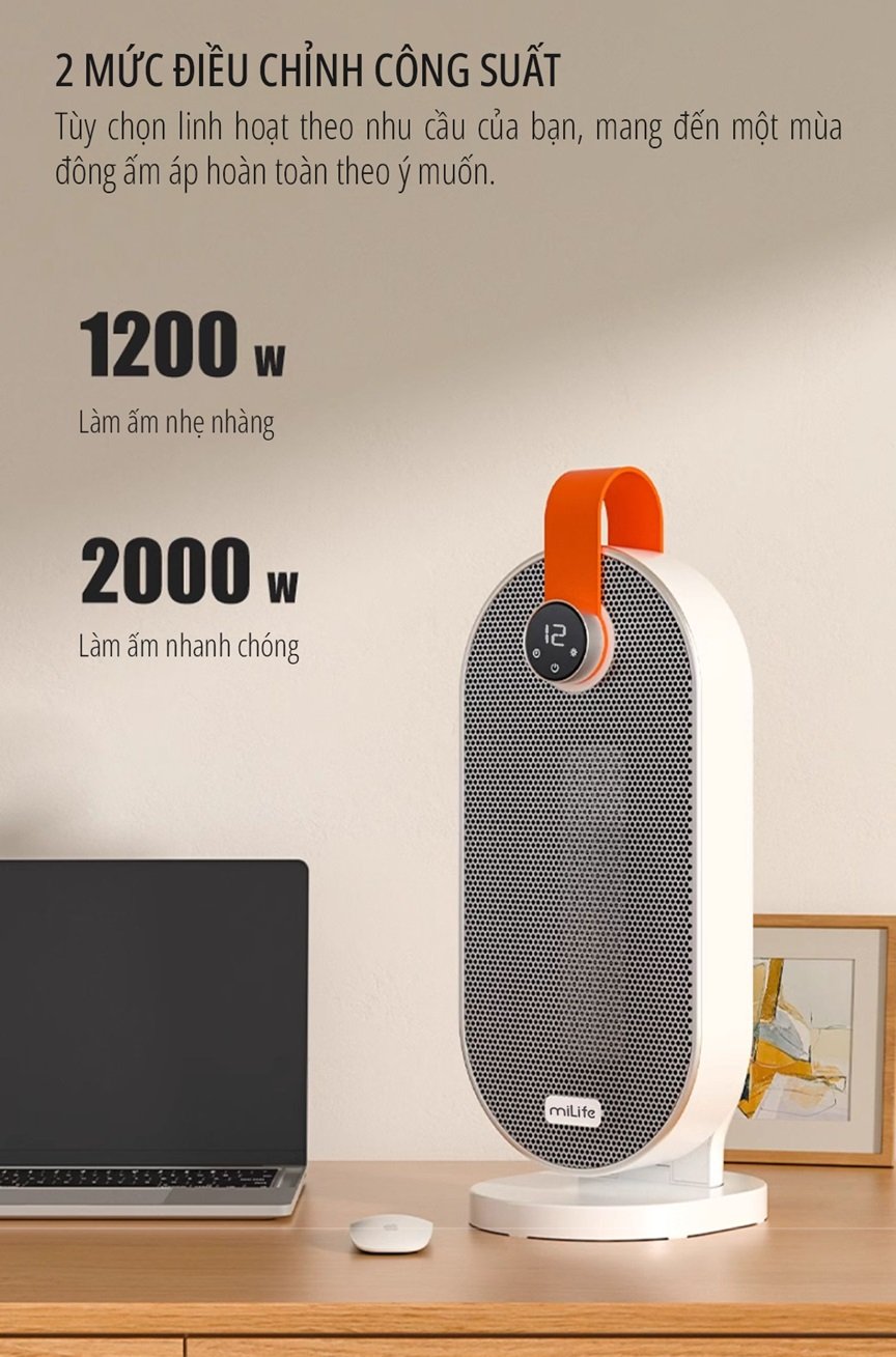 Máy sưởi gốm ceramic miLife 2 mức điều chỉnh