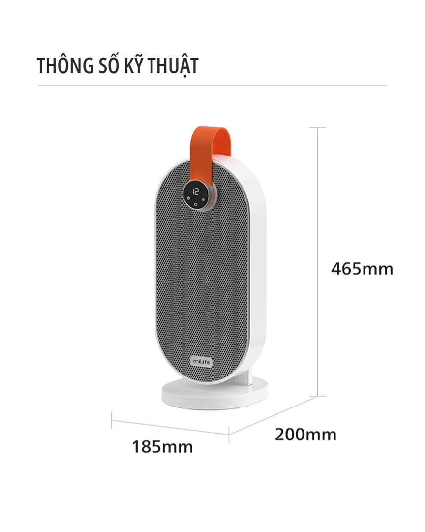 Máy sưởi gốm ceramic miLife thông số kỹ thuật