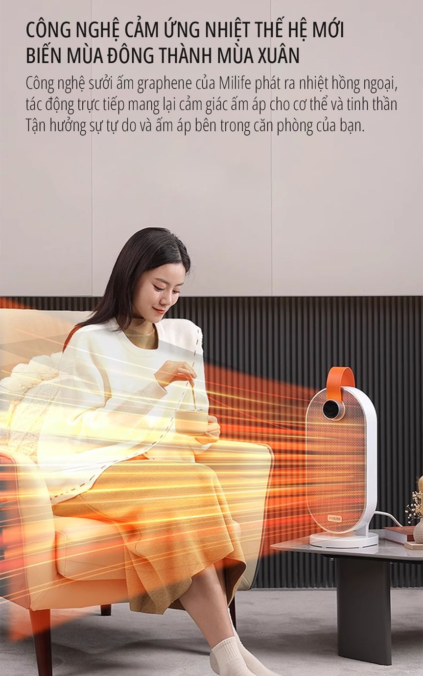 Máy sưởi gốm ceramic miLife công nghệ cảm ứng nhiệt