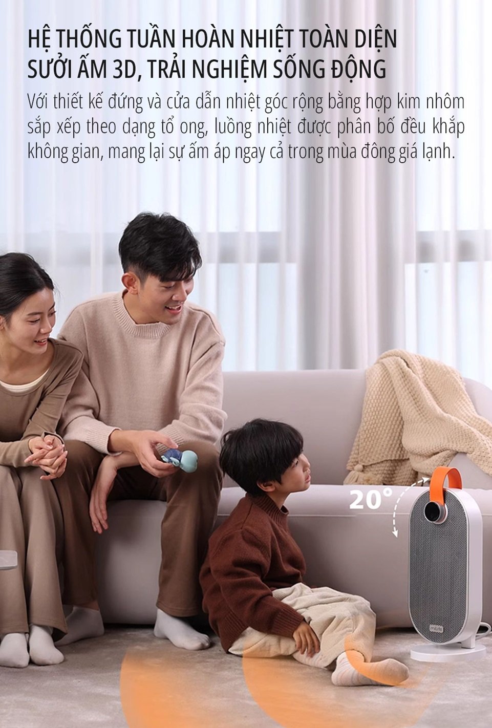 Máy sưởi gốm ceramic miLife hệ thống tuần hoàn nhiệt