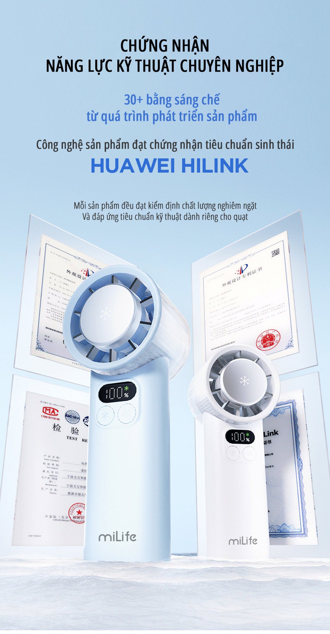 Quạt cầm tay băng lạnh miLife F2P