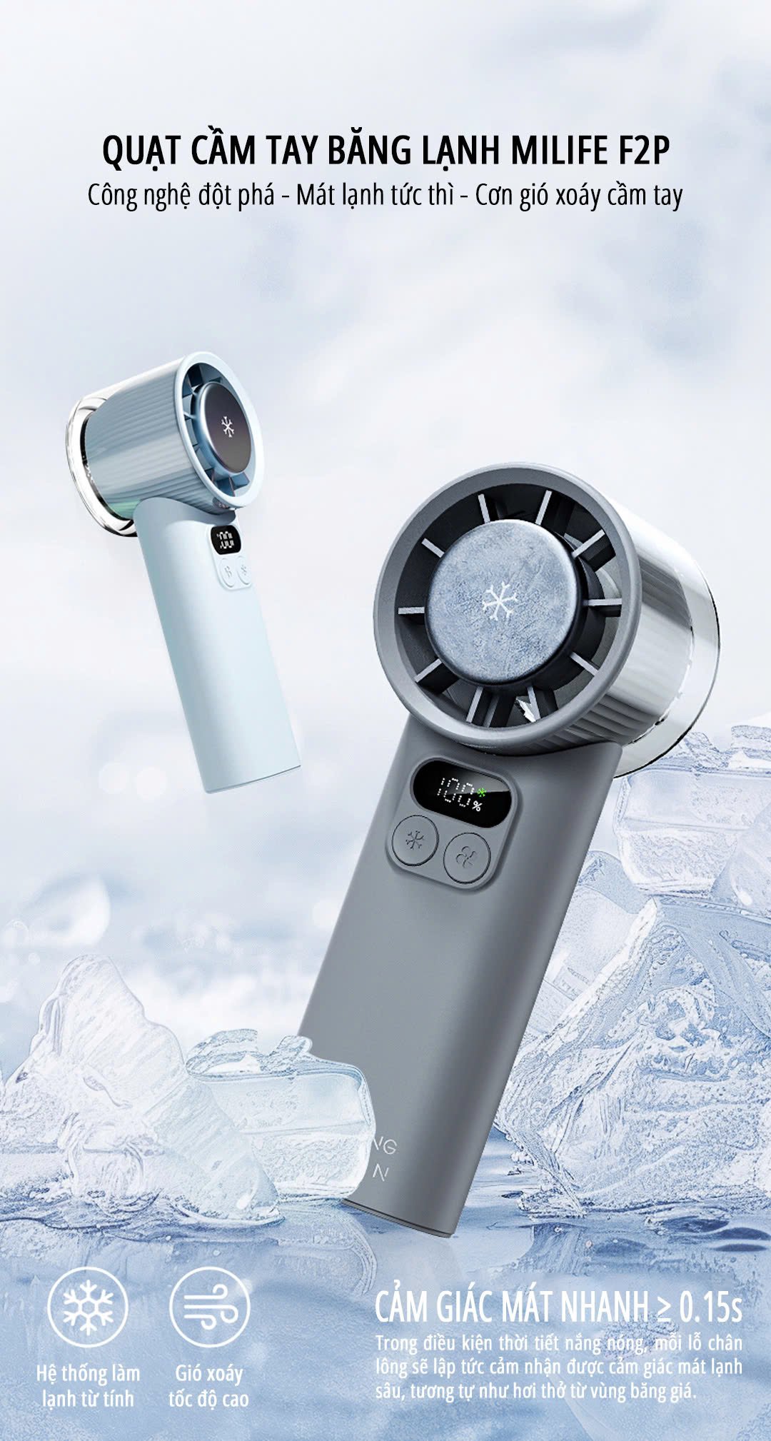 Quạt cầm tay băng lạnh miLife F2P