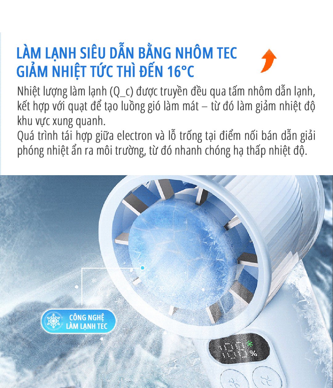 Quạt cầm tay băng lạnh miLife F2P làm lạnh siêu tốc
