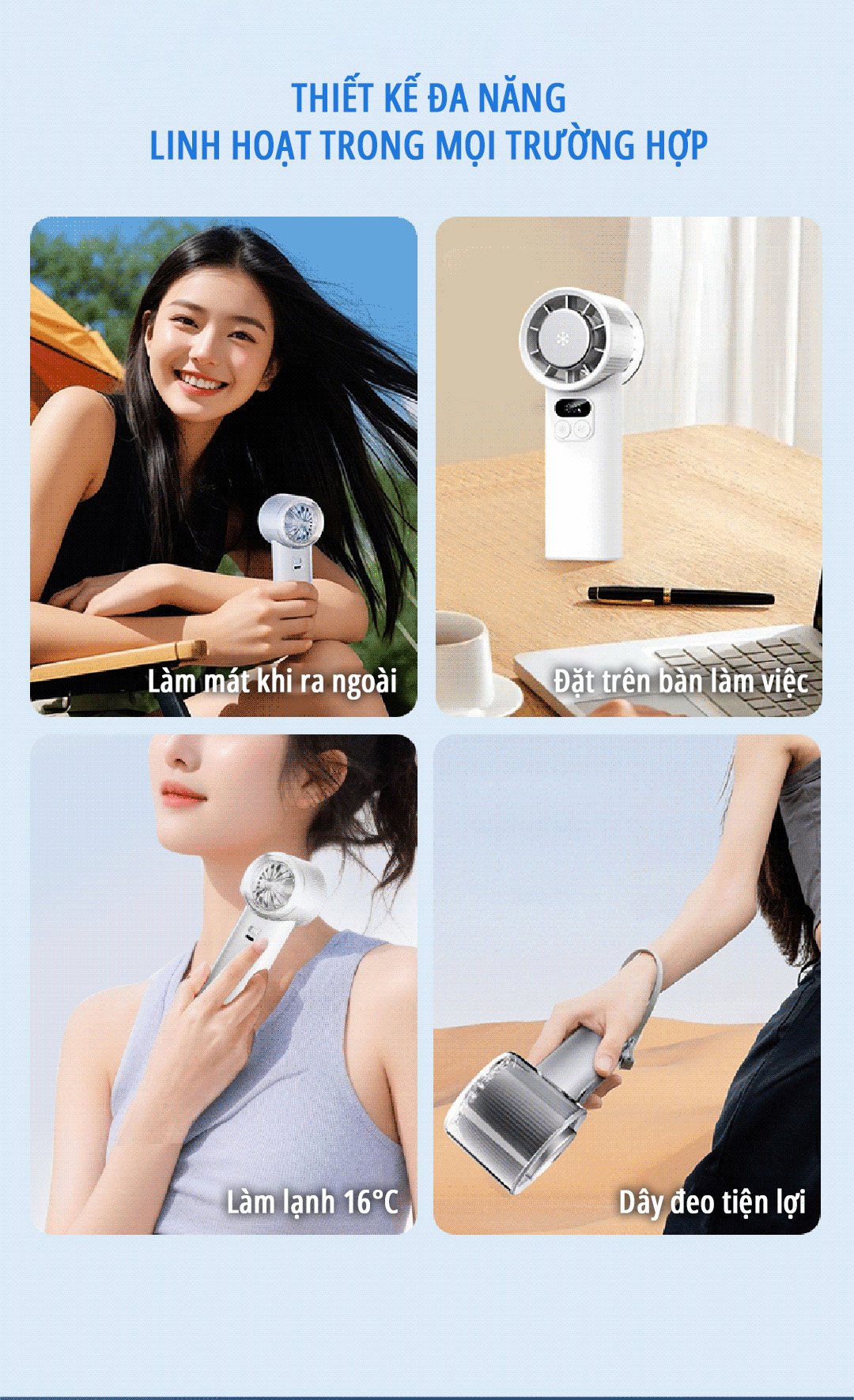 Quạt cầm tay băng lạnh miLife F2P thiết kế đa năng