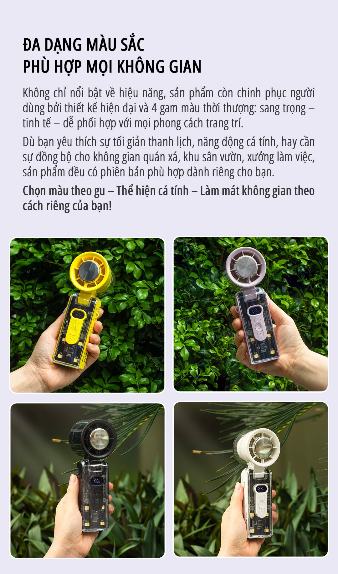 Quạt cầm tay băng lạnh miLife F9P đa dạng màu sắc