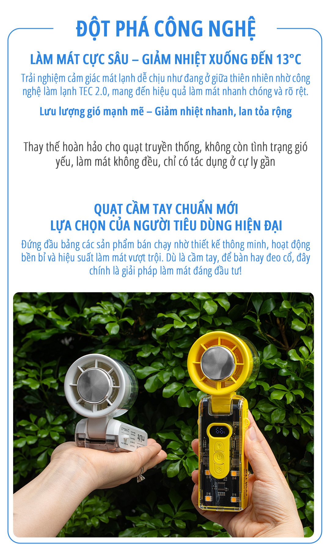 Quạt cầm tay băng lạnh miLife F9P công nghệ đột phá