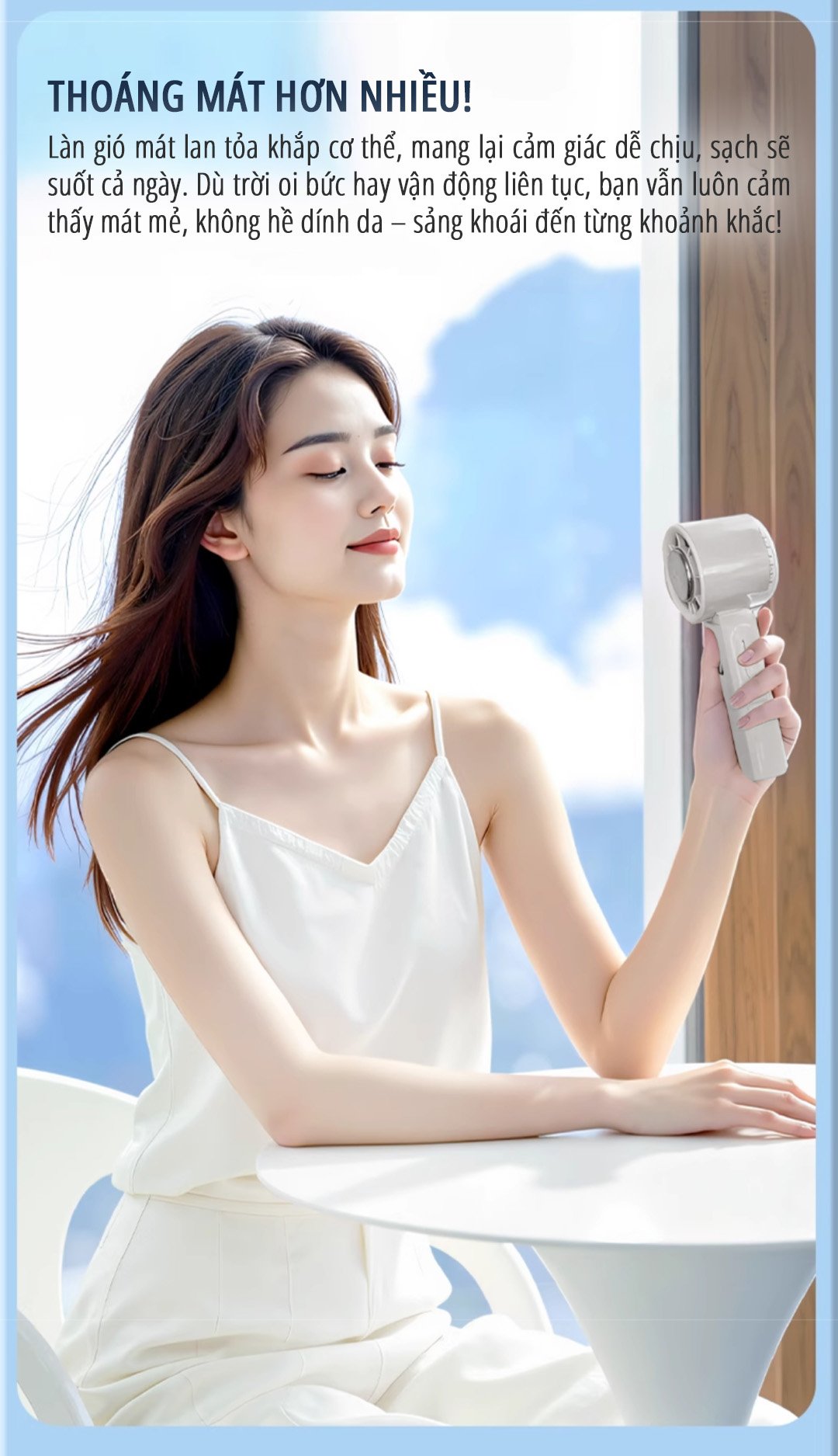 Quạt cầm tay có sò lạnh miLife F3P thoáng mát hơn nhiều