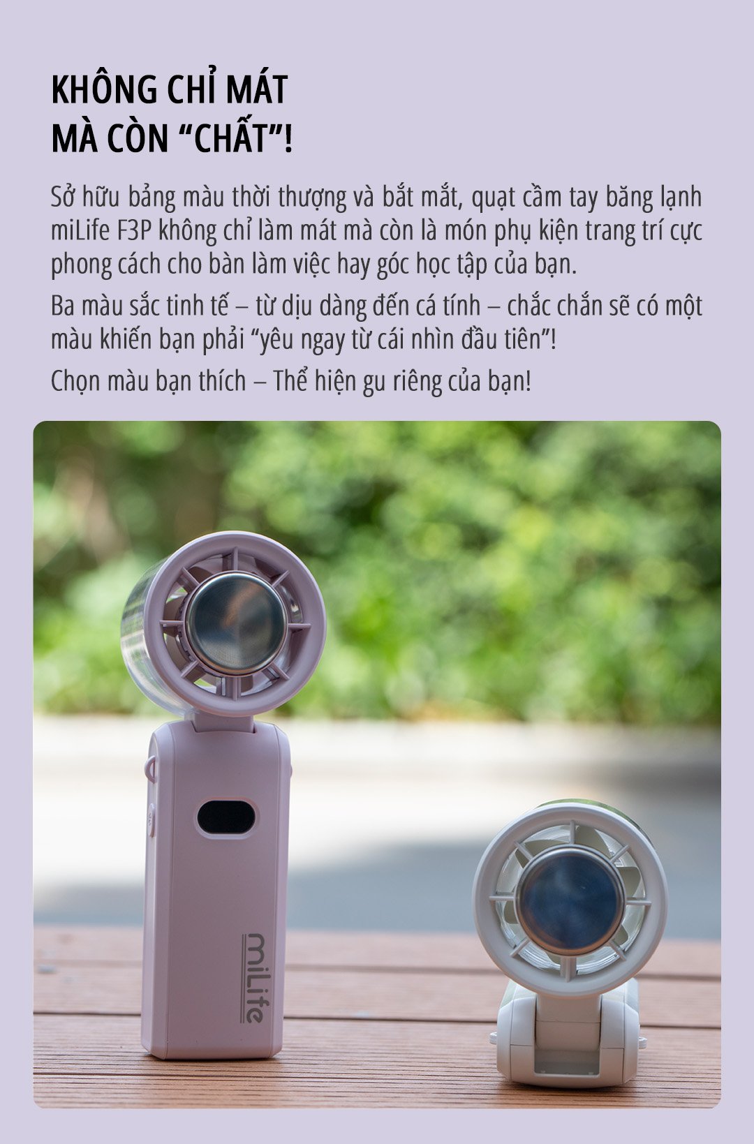 Quạt cầm tay có sò lạnh miLife F3P