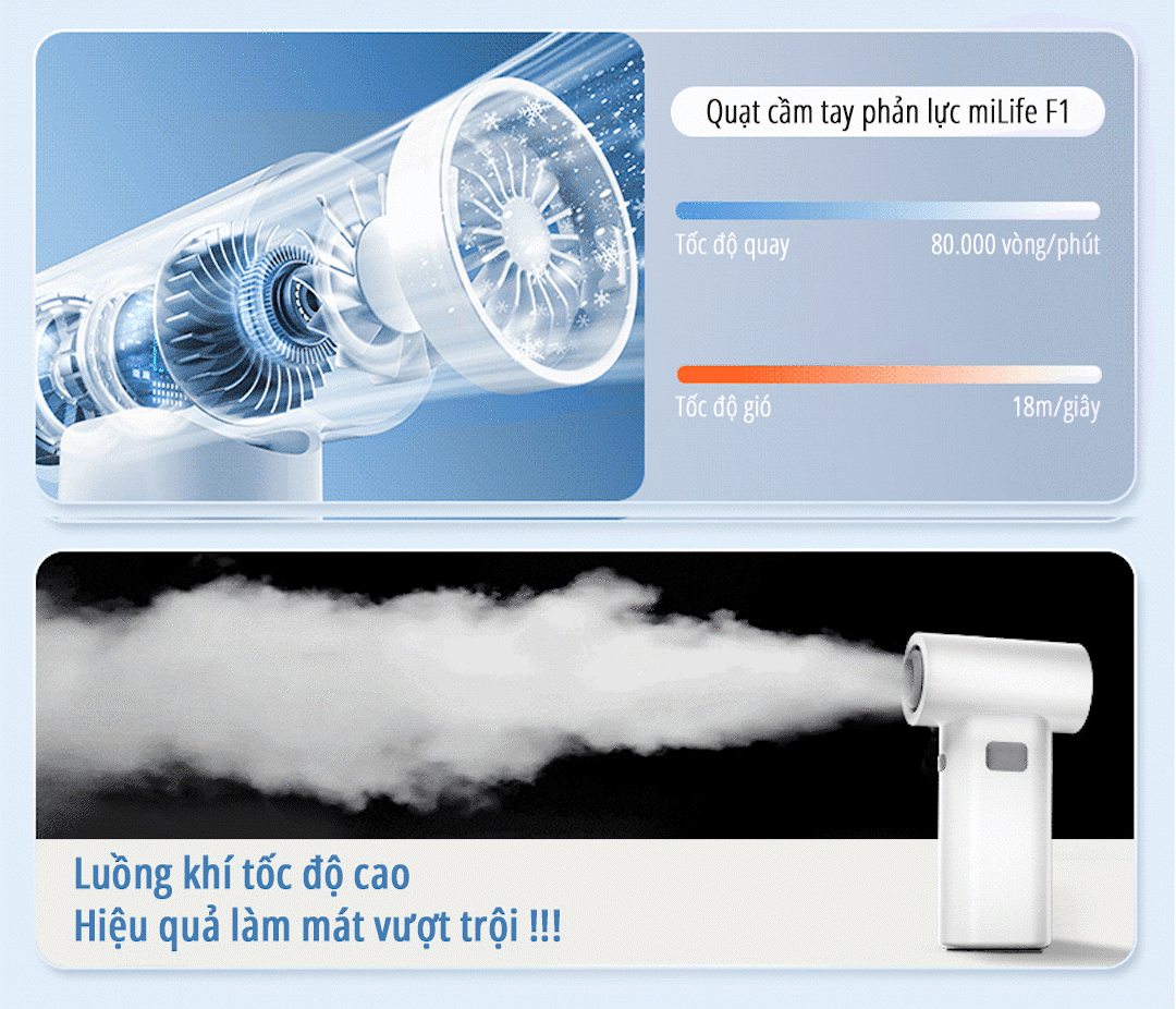 Quạt cầm tay phản lực miLife F1