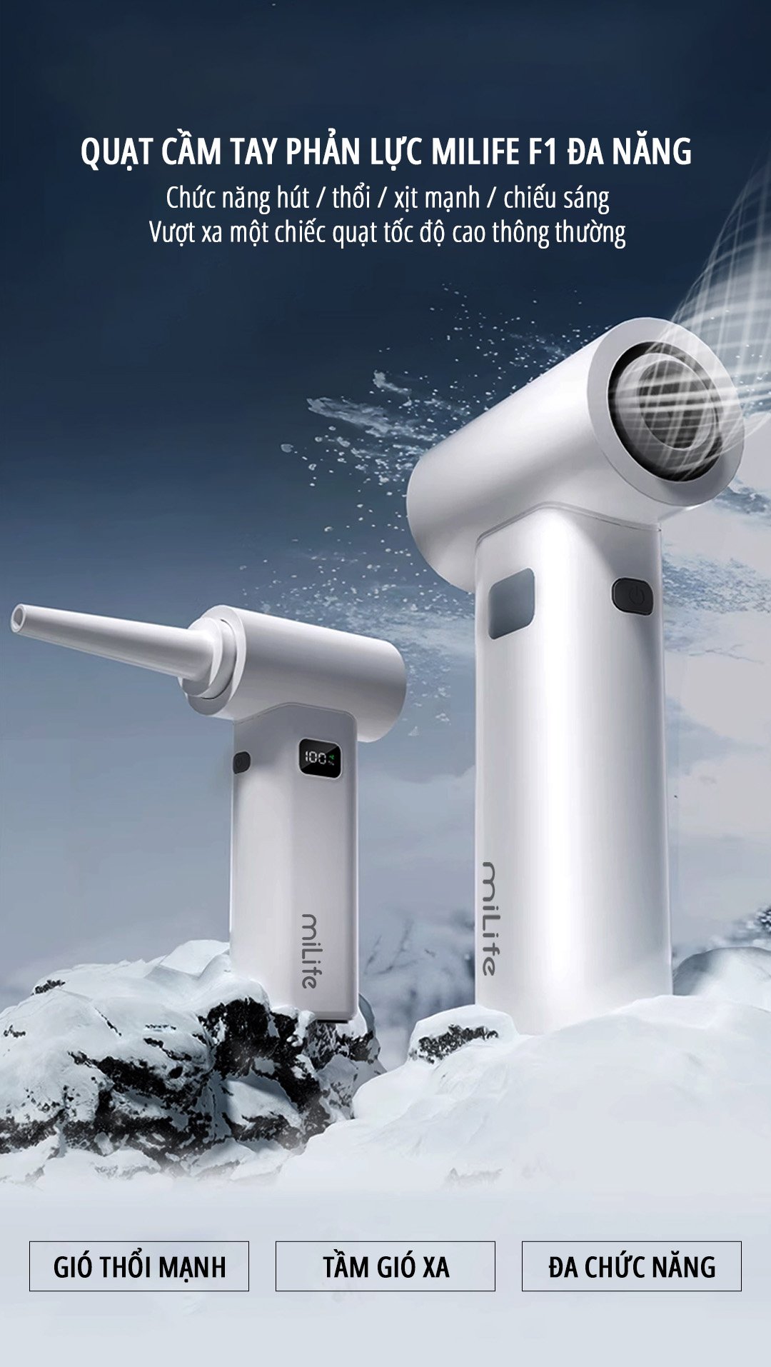 Quạt cầm tay phản lực miLife F1