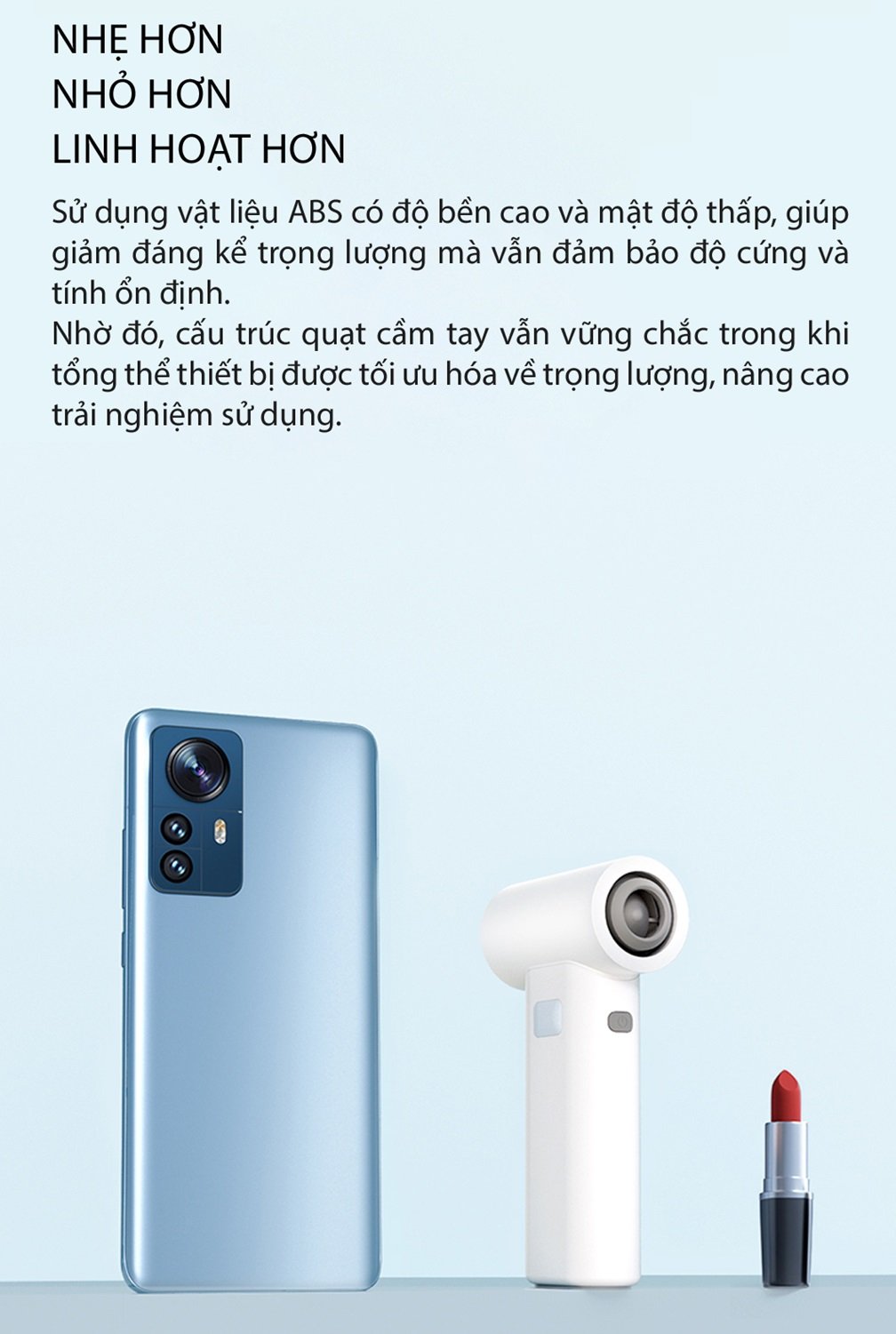 Quạt cầm tay phản lực miLife F1 kích thước thực tế