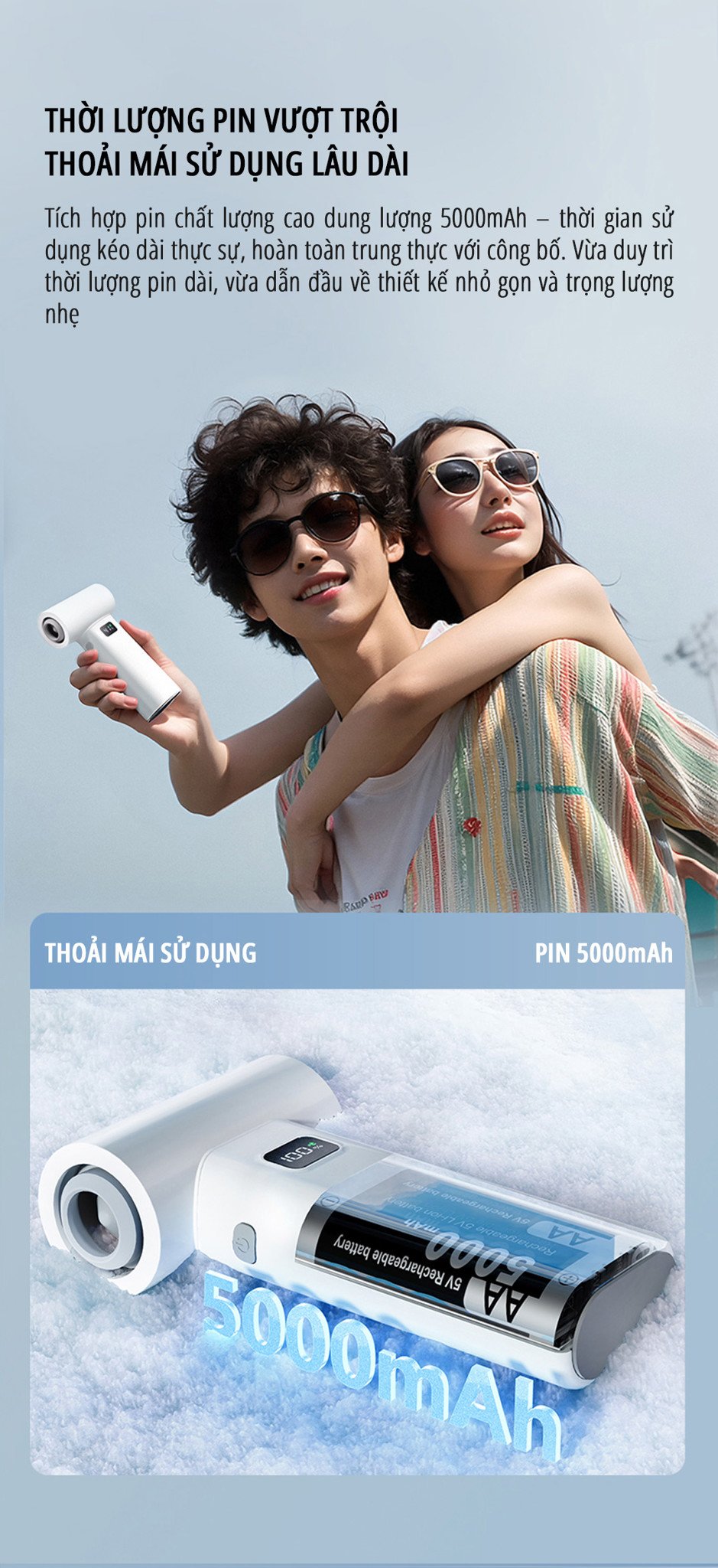 Quạt cầm tay phản lực miLife F1 thời lượng pin dài lâu