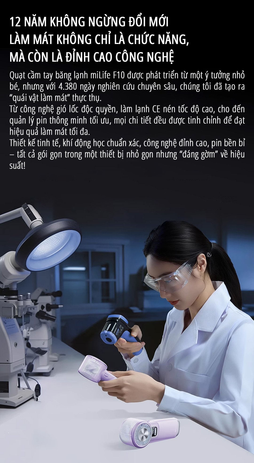 Quạt cầm tay tích điện miLife F10 nổi bật với sức mạnh vượt trội