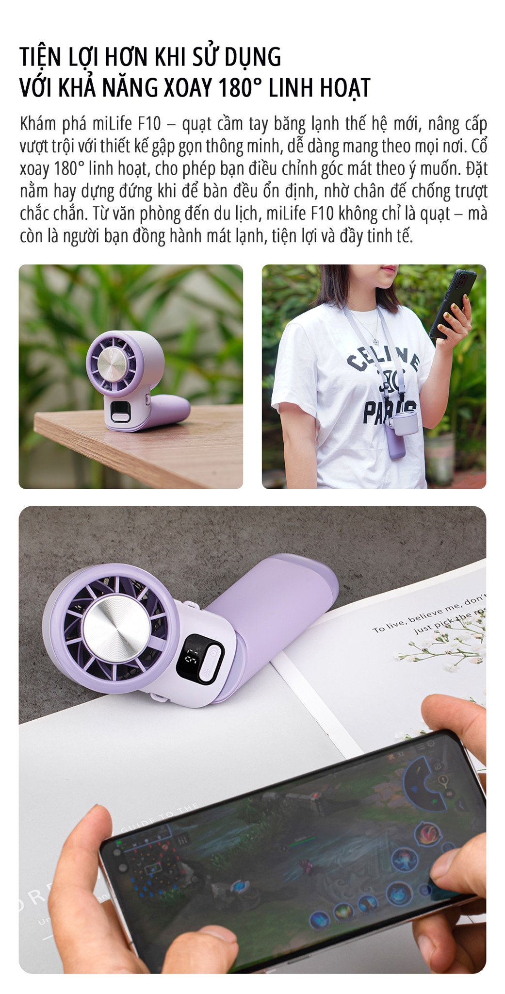 Quạt cầm tay tích điện miLife F10