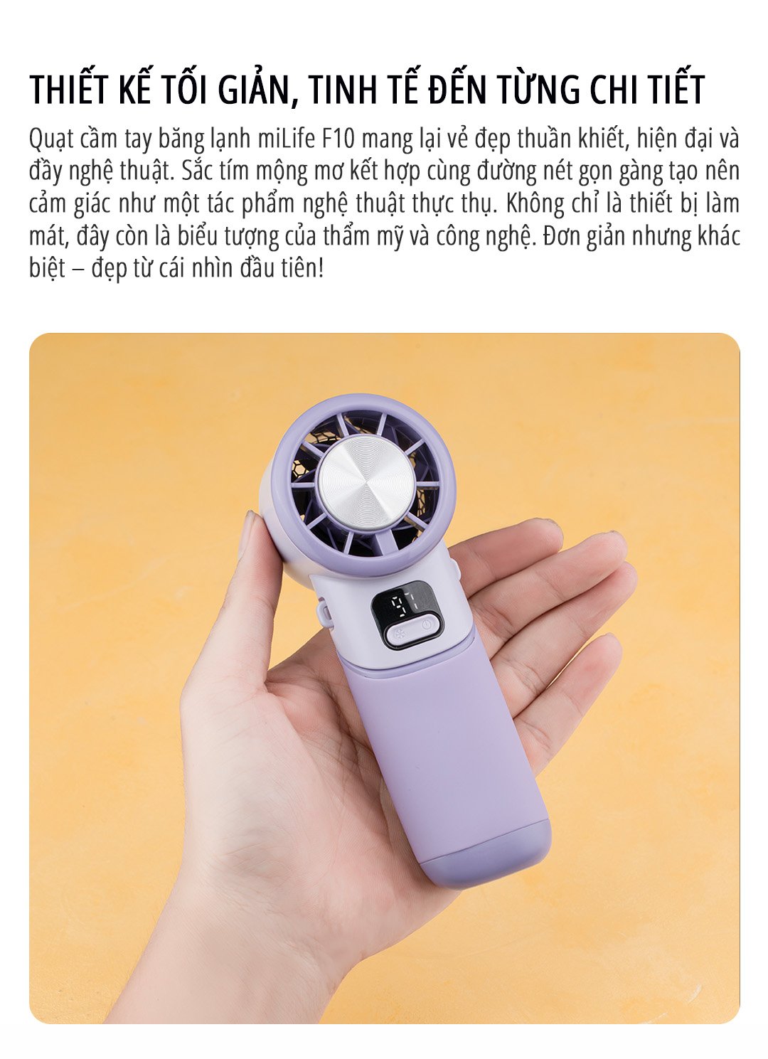 Quạt cầm tay tích điện miLife F10 thiết kế nhỏ gọn