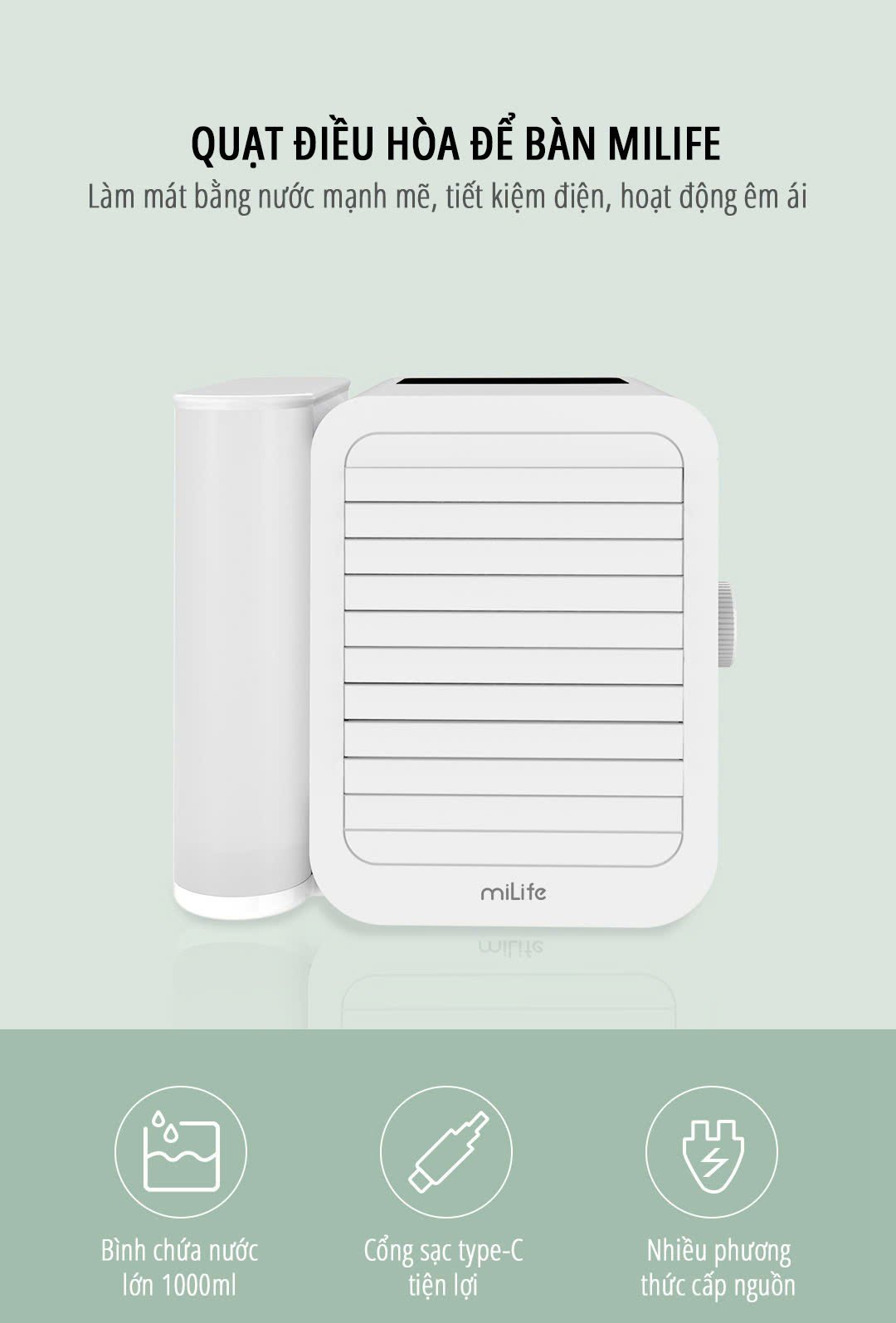 Quạt điều hòa để bàn mini miLife E15