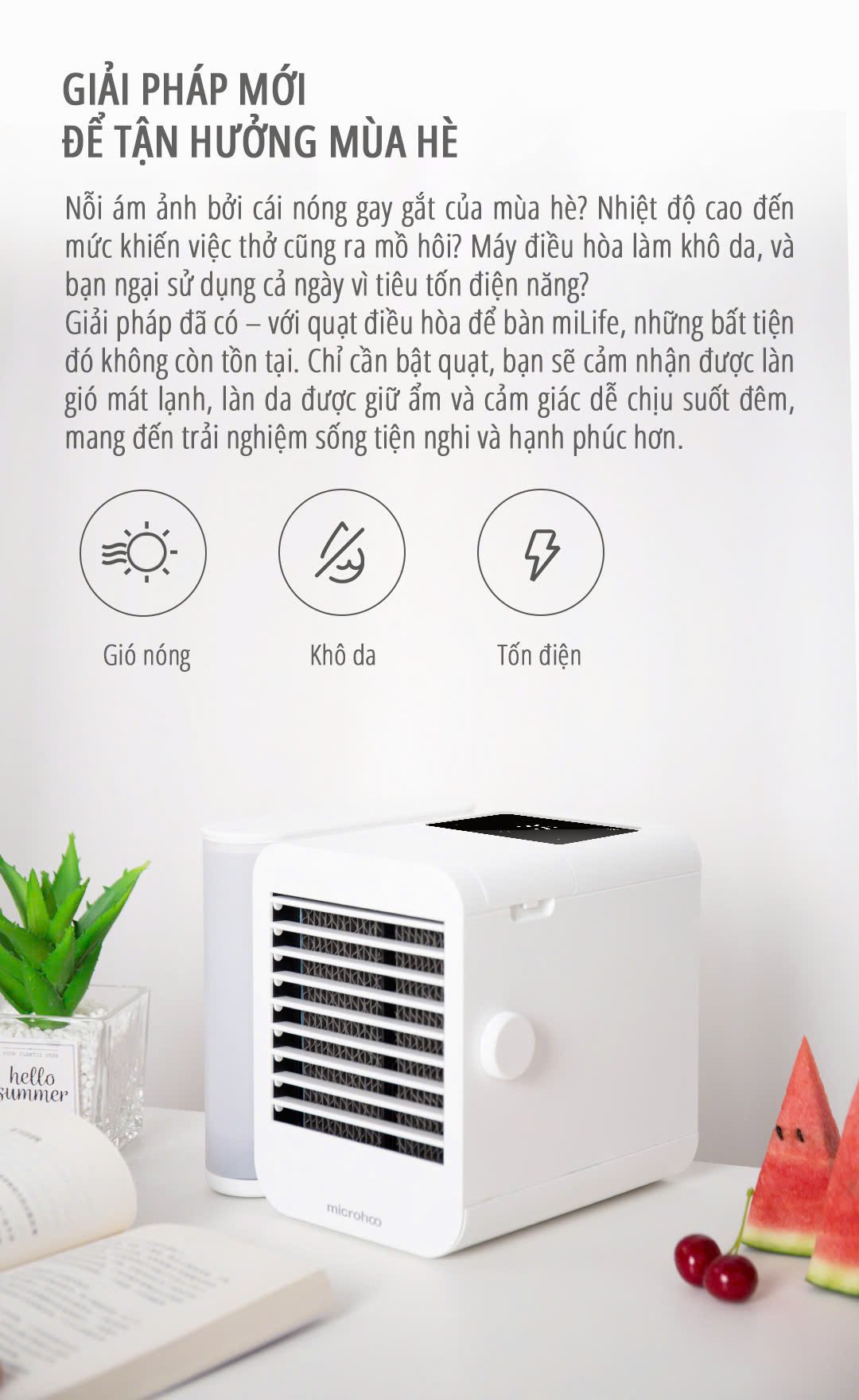 Quạt điều hòa để bàn mini miLife E15 giải pháp cho mùa hè