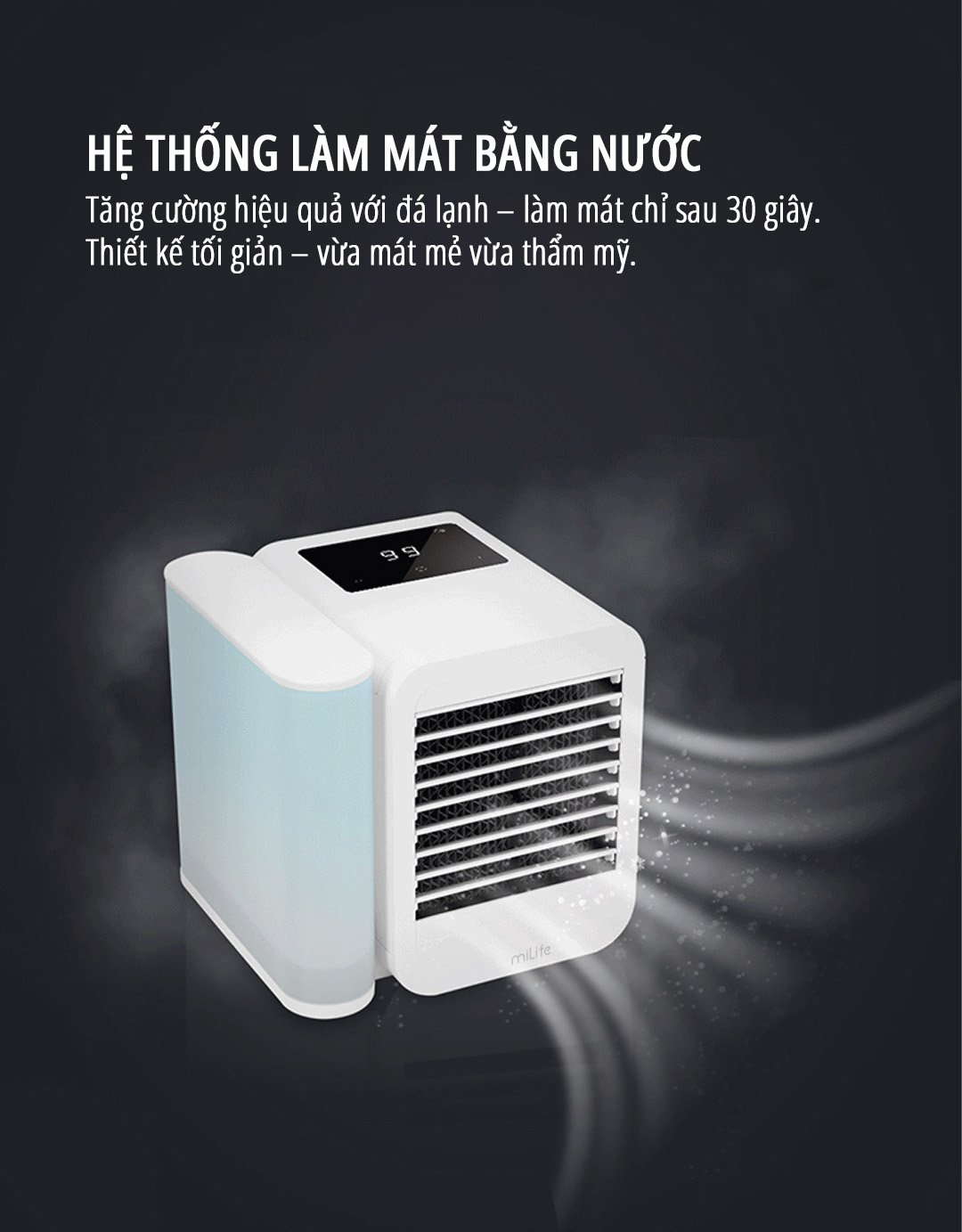 Quạt điều hòa để bàn mini miLife E15 làm mát bằng nước