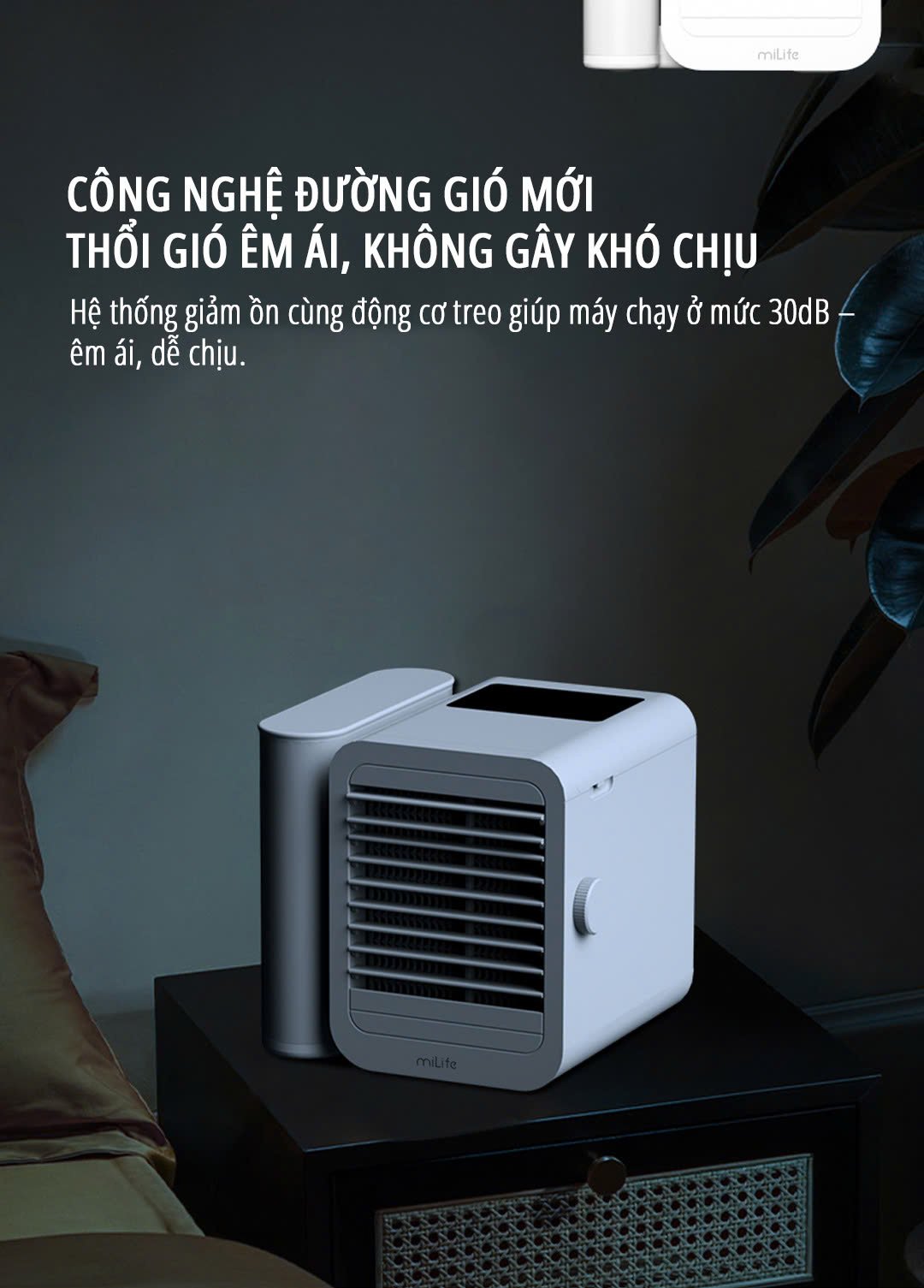 Quạt điều hòa để bàn mini miLife E15 công nghệ đường gió mới