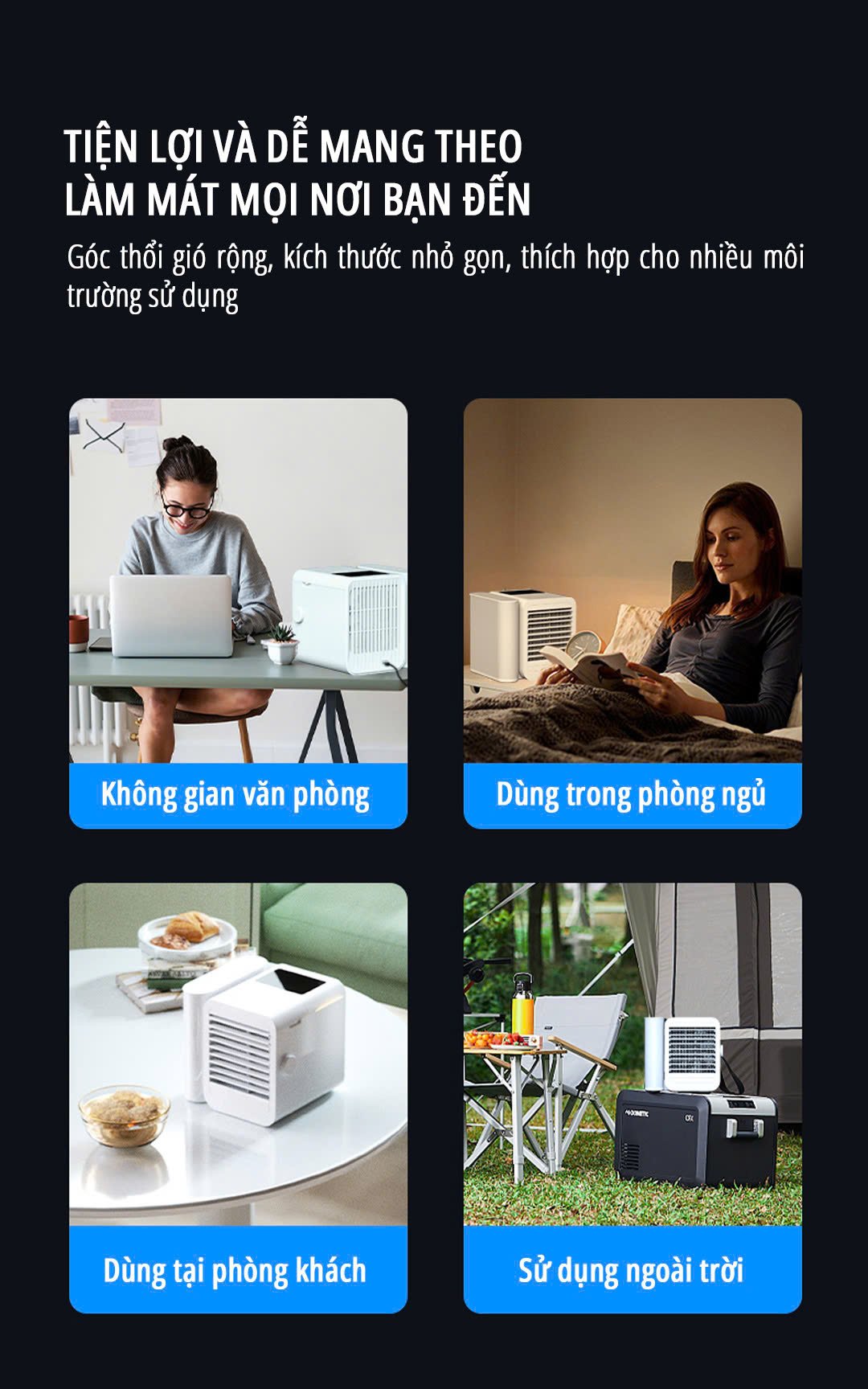 Quạt điều hòa để bàn mini miLife E15 tiện lợi và dễ mang đi
